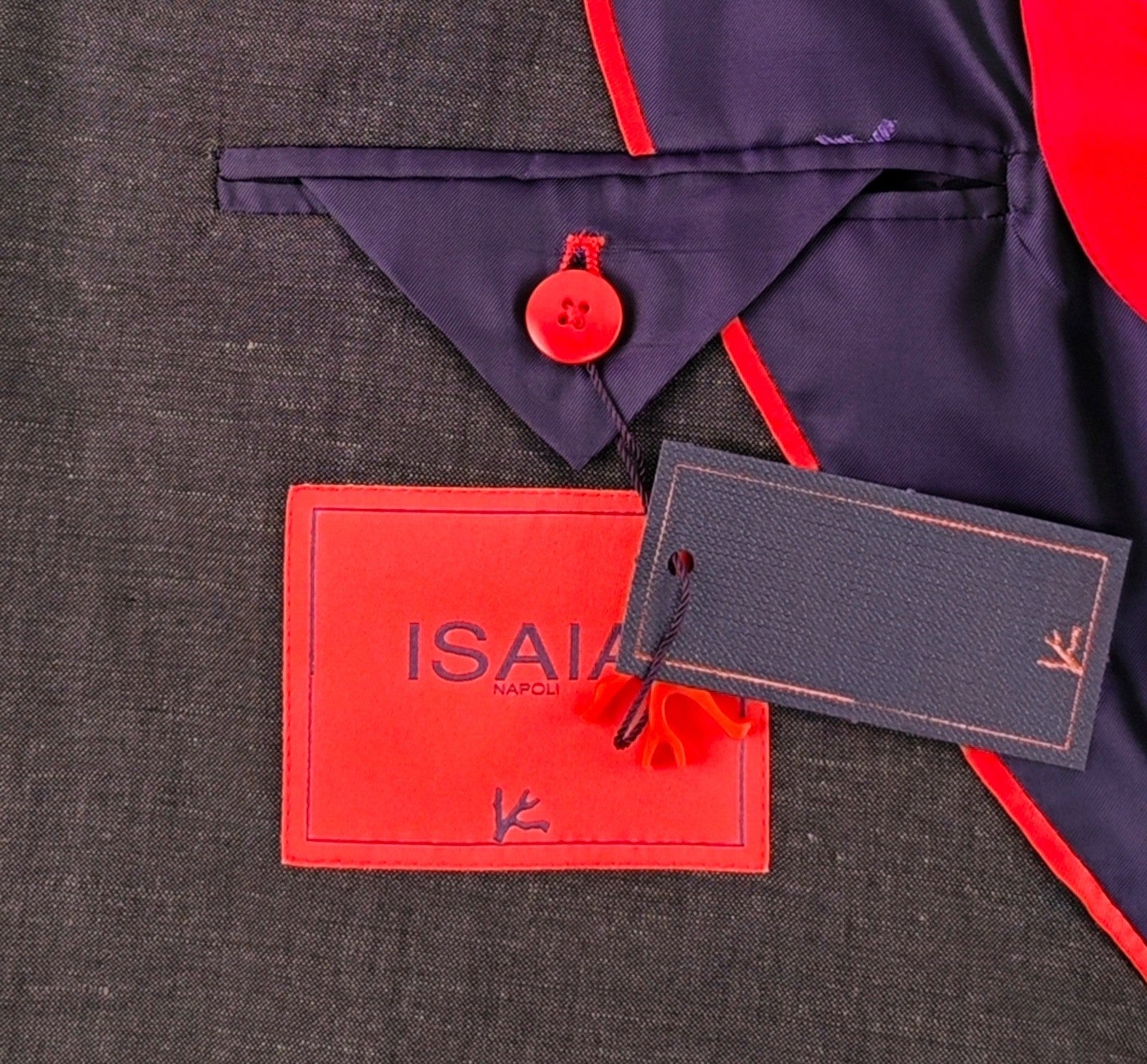 $6200 ISAIA "Gregorio" Brown Magenta Hand-Sewn Suit Wool & Linen 42 US 52 EU 8R