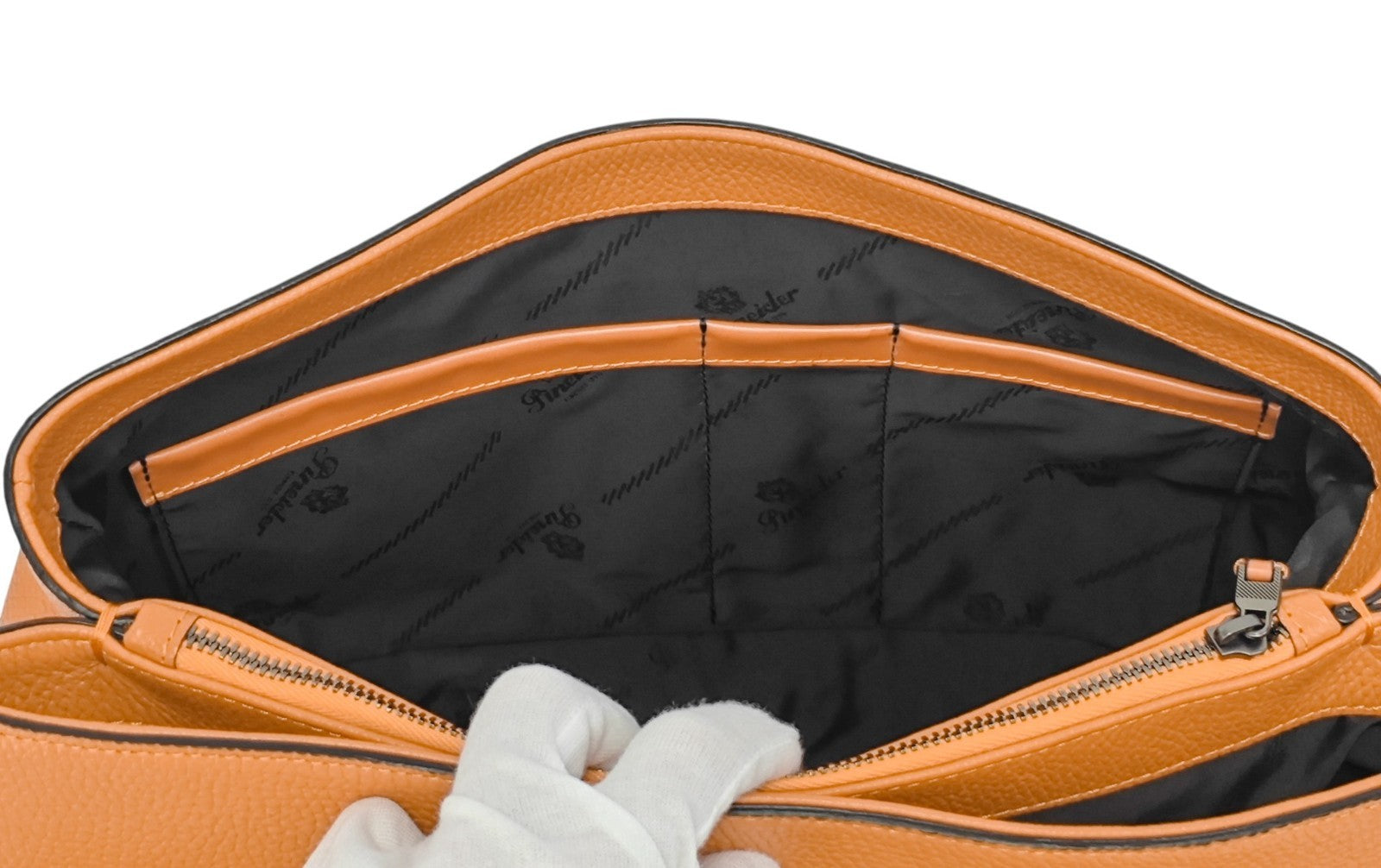 1640$ PINEIDER FIRENZE Doctor Briefcase Orange Bottolato Grain Calf Leather