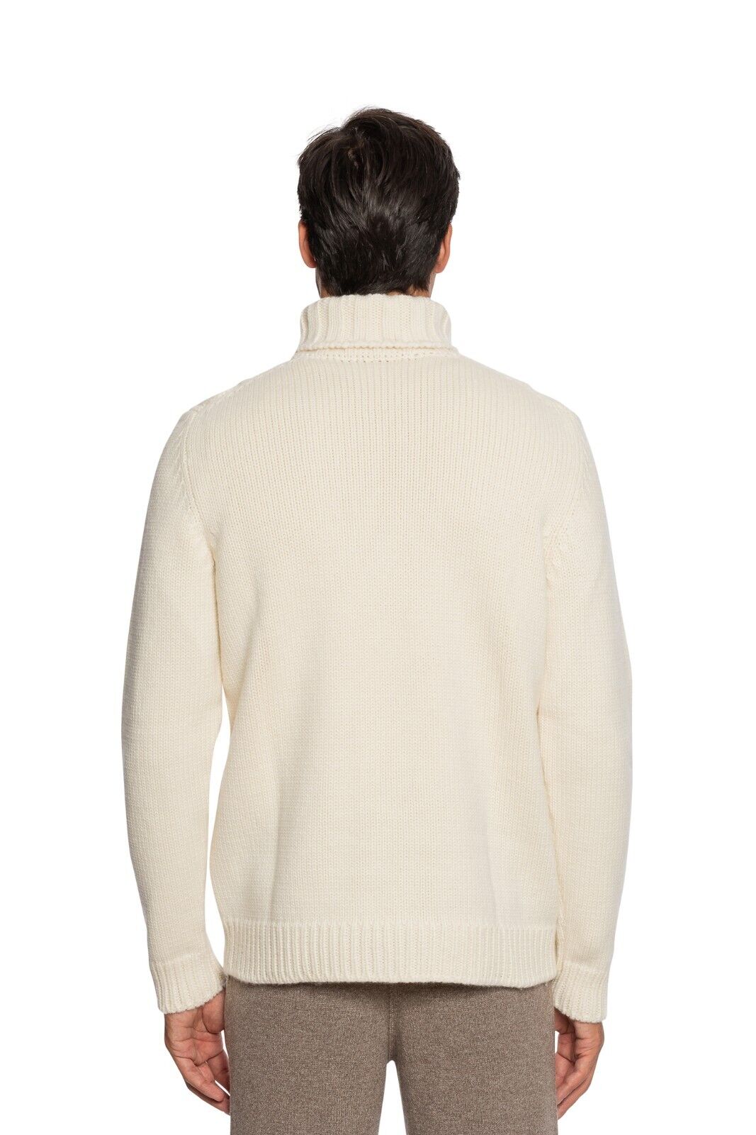$2200 FEDELI CASHMERE Ivory Cable-Knit Sweater Thick 100% Cashmere "HAND KNIT"
