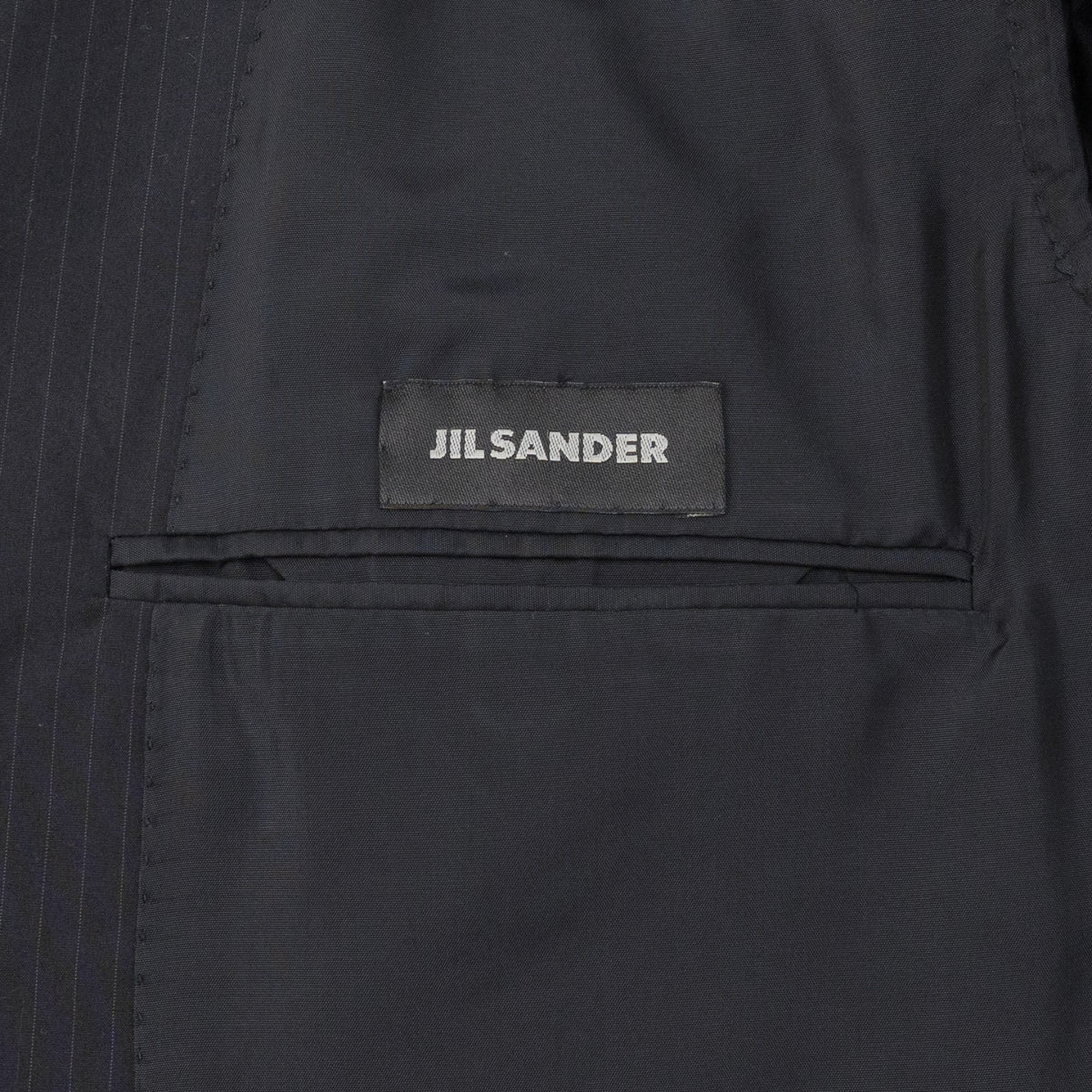 2450$ JIL SANDER Dark Blue Wool Suit Striped Fine Cotton Blend 42 US / 52 IT