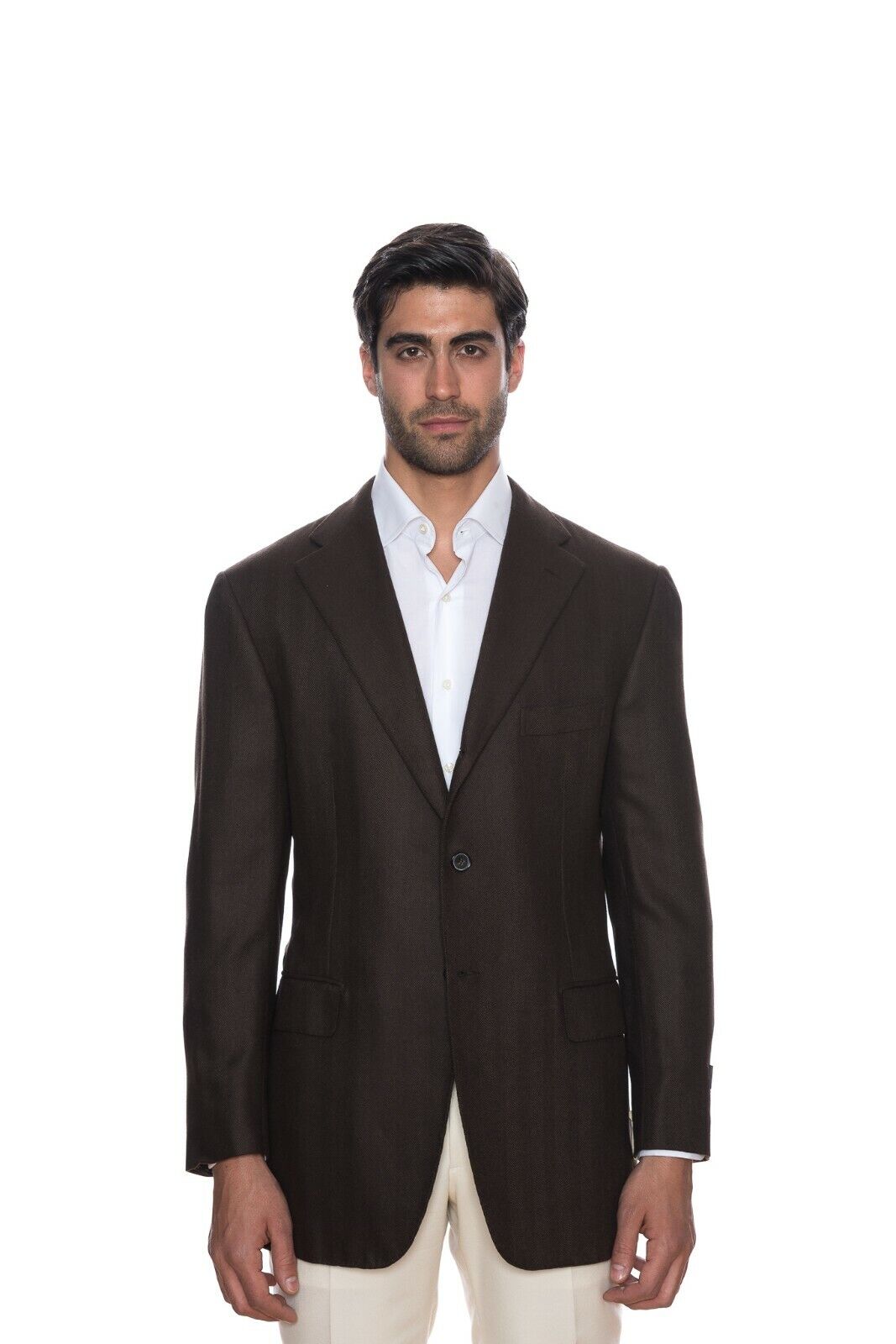 $2425 D'AVENZA Brown Cashmere Silk Jacket Blazer Hand-Sewn in Italy 42 US 52 EU