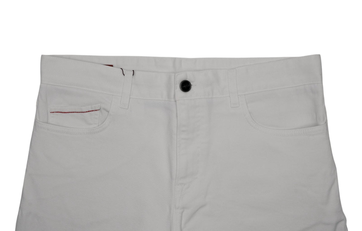 715$ ISAIA NAPOLI "Iconico" White 5 Pockets Pant Cotton Slim Fit 34 US/50 EU