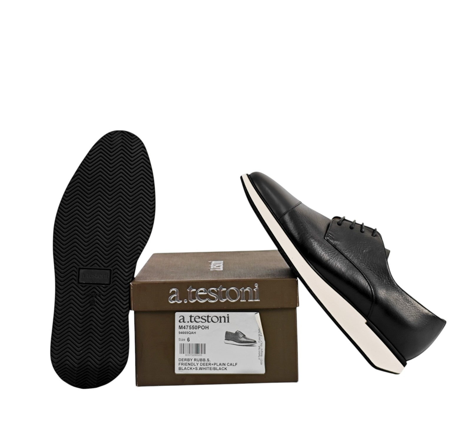 850$ TESTONI 1929 Derby Shoes Deerskin & Plain Calf 6 UK / 7 US / 40 IT