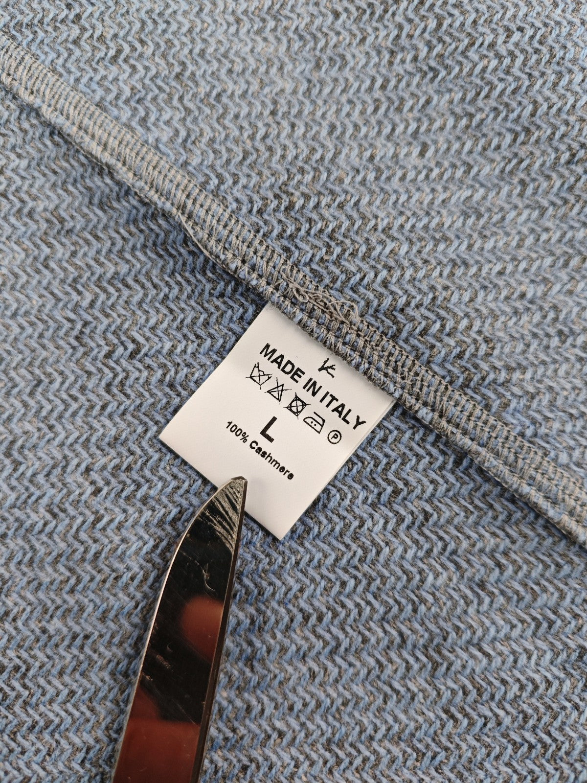 $3400 ISAIA NAPOLI Blue Hand-Sewn Knit Overshirt Jacket 100% Cashmere Size L