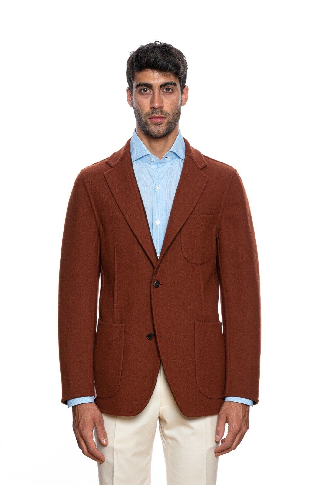 $2245 BELVEST Brown / Rust Flannel Wool REVERSIBLE Jacket 40 US / 50 EU Drop 8R