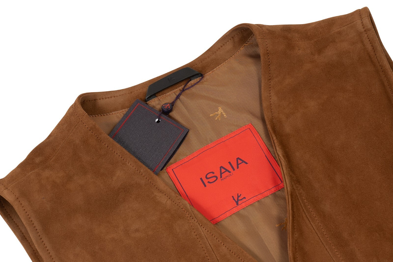4300$ ISAIA NAPOLI Brown Vest Jacket Lambskin Suede Leather 38 US / 48 EU