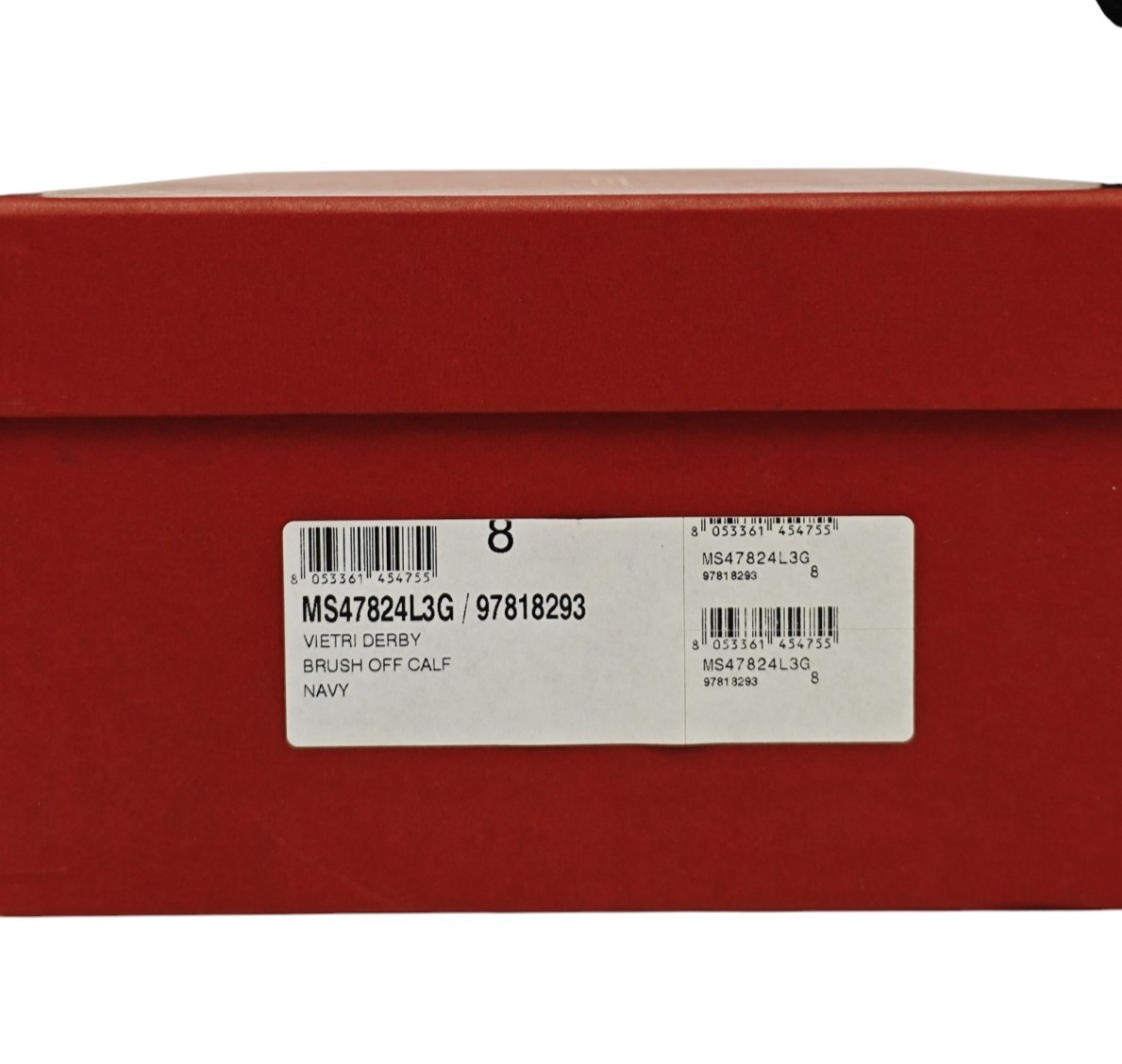 1200$ TESTONI "Vietri" Derby Shoes Brush Off Calf Navy (2) 8 UK / 9 US / 42 IT