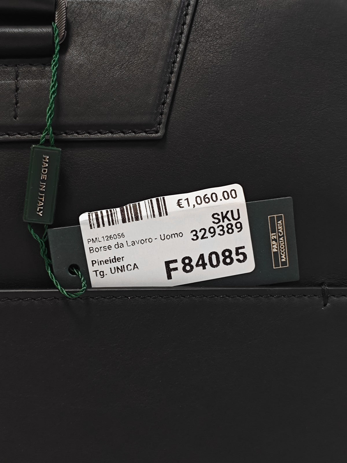 1240$ PINEIDER FIRENZE "Metro Smooth" Black Calf PC Briefcase Bag Document Case
