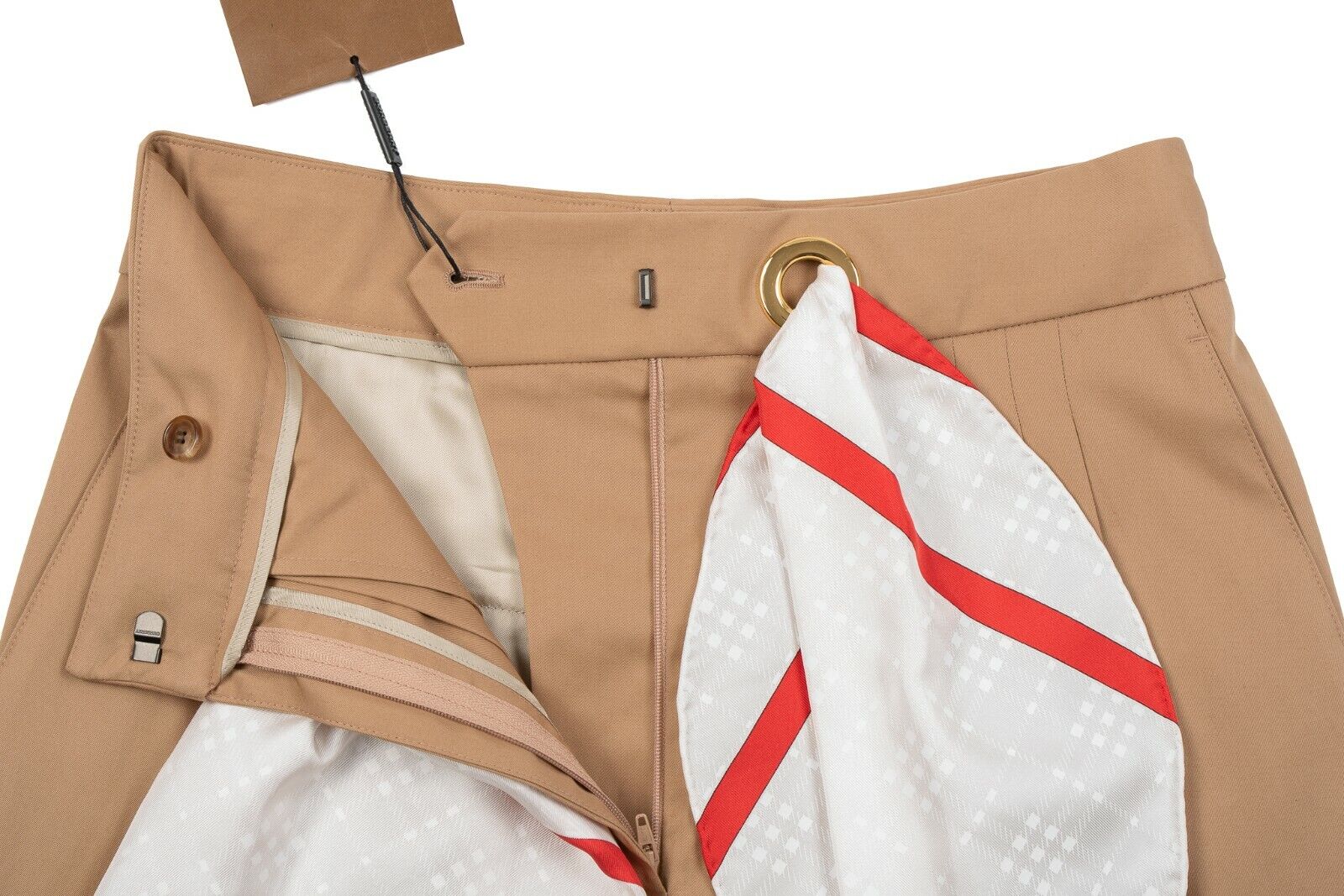 $1290 BURBERRY Tapered Pant Trouser Silk Scarf Belt SOCIETY 6 US / 40 IT / 8 UK