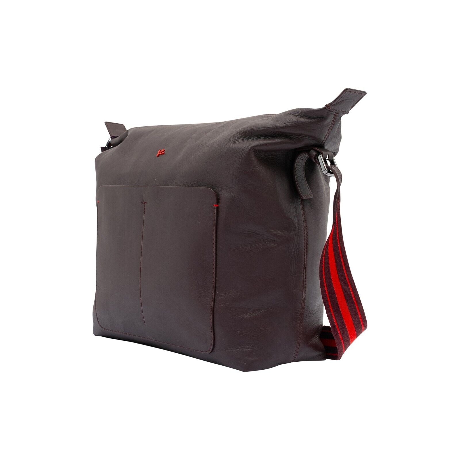 $2300 ISAIA NAPOLI Messenger Bag / Shoulder Bag Dark Brown Full Grain Leather