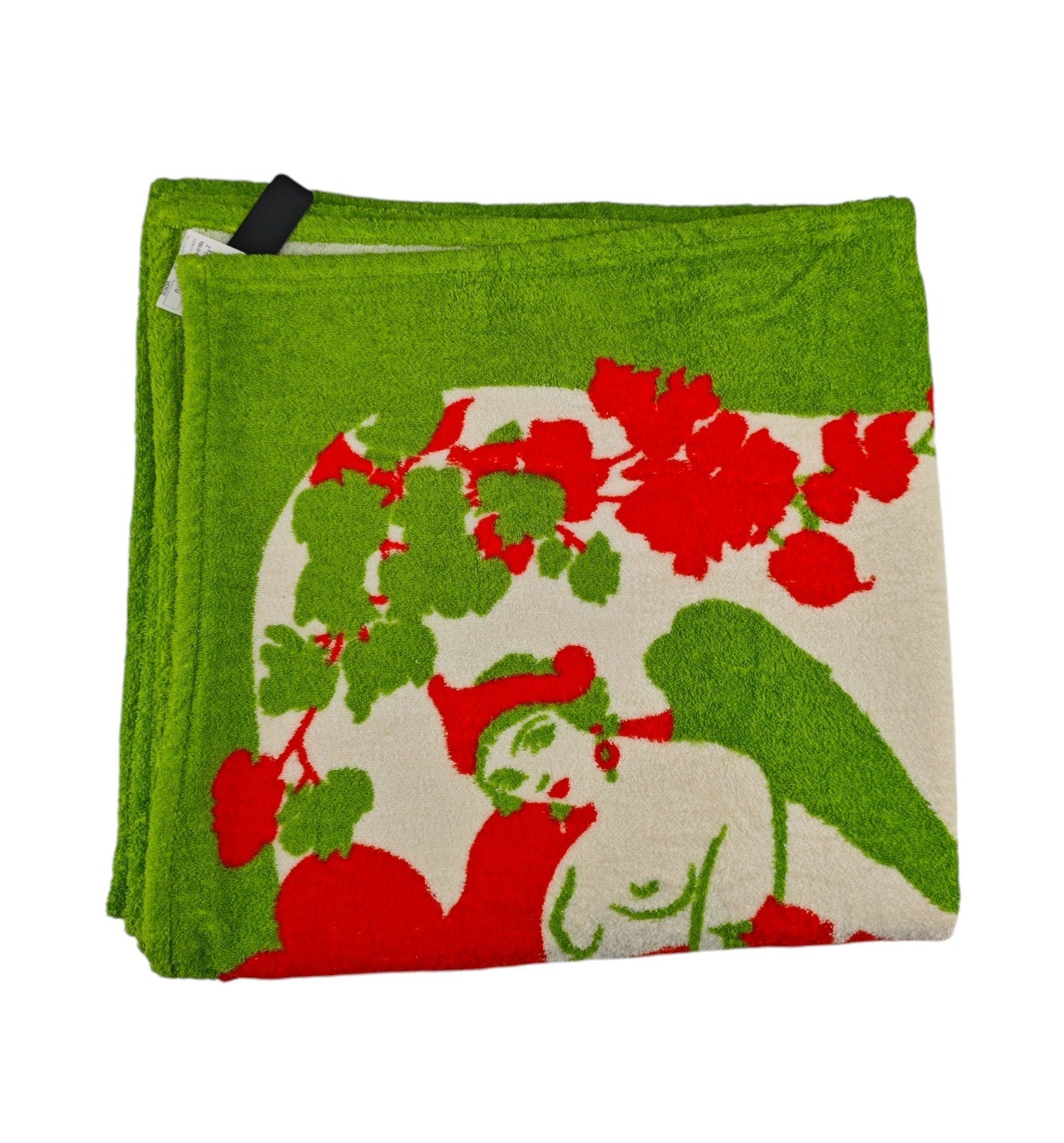 550$ RUBINACCI NAPOLI "Sirenuse" Beach Towel 100x180 cm Cotton Green / Red