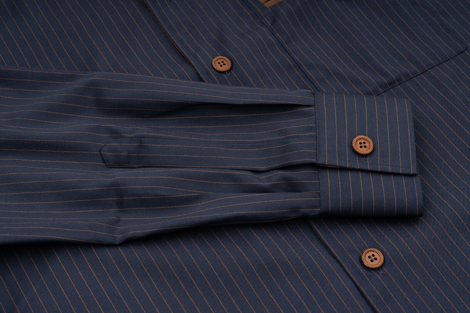 1400$ LUXURY MAROL BOLOGNA Striped Shirt Blue Double Cotton LORO PIANA 15.5 - 39