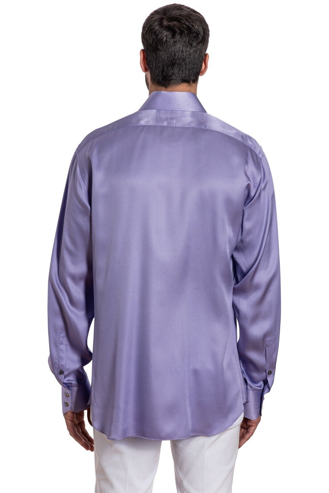 ITALIAN LUXURY 1400$ GERLIN Shirt Lavender 100% Silk v
