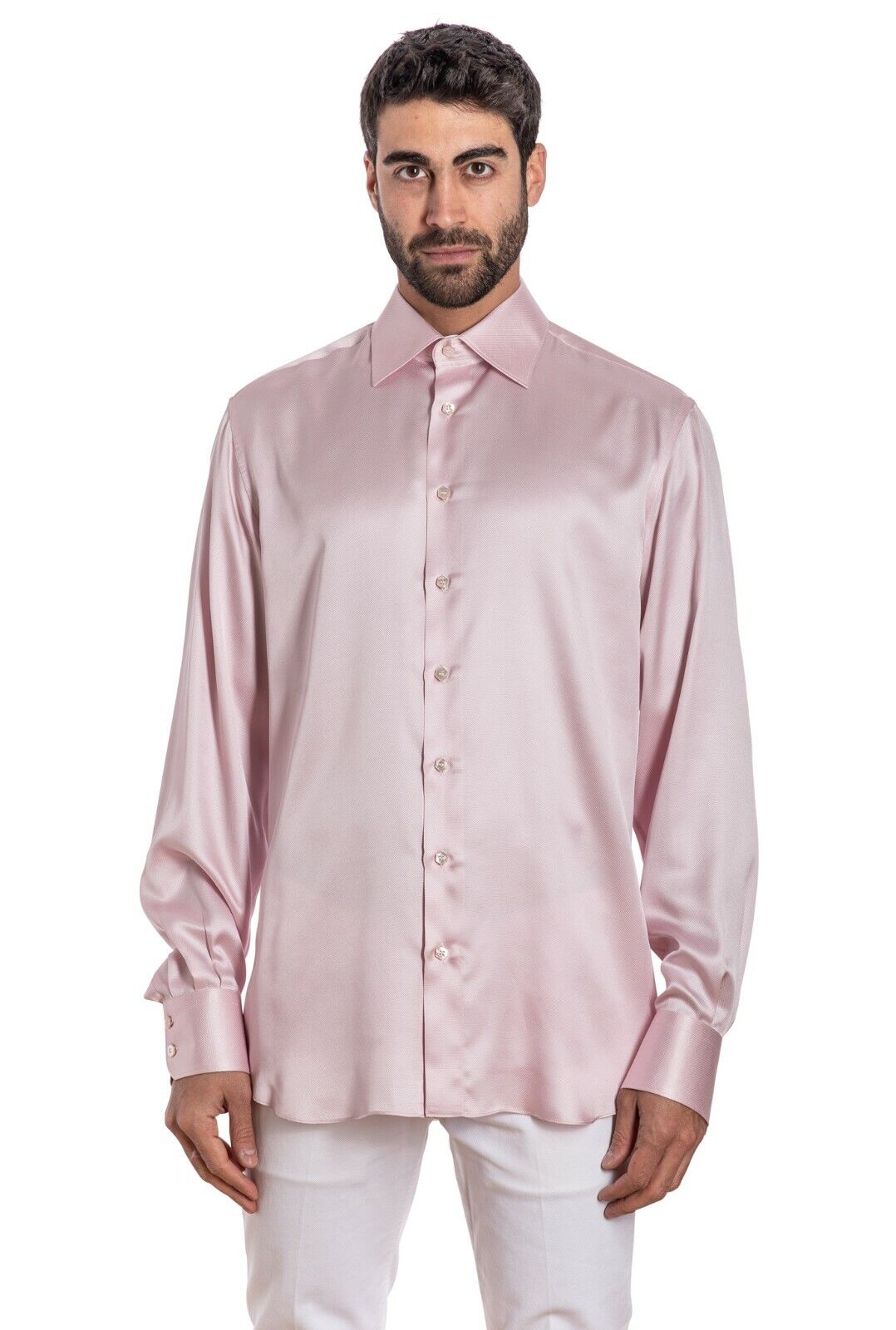 ITALIAN LUXURY 1400$ GERLIN Shirt 100% Silk Pink ZILLI