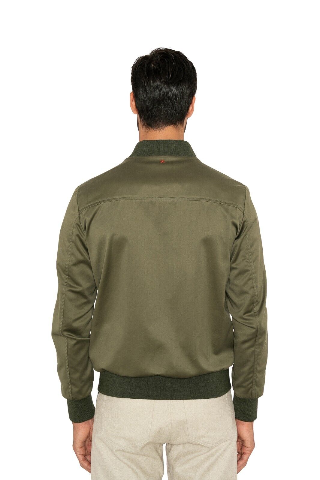 $2800 ISAIA NAPOLI College Bomber Jacket Green Luxury Cotton Size 36 US / 46 EU