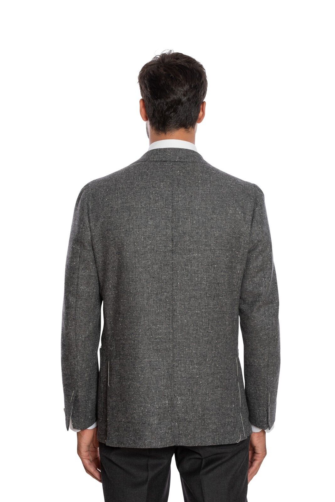 $2050 LUIGI BORRELLI "FIRENZE" Hand-Sewn Gray Jacket Sport Coat Donegal Wool