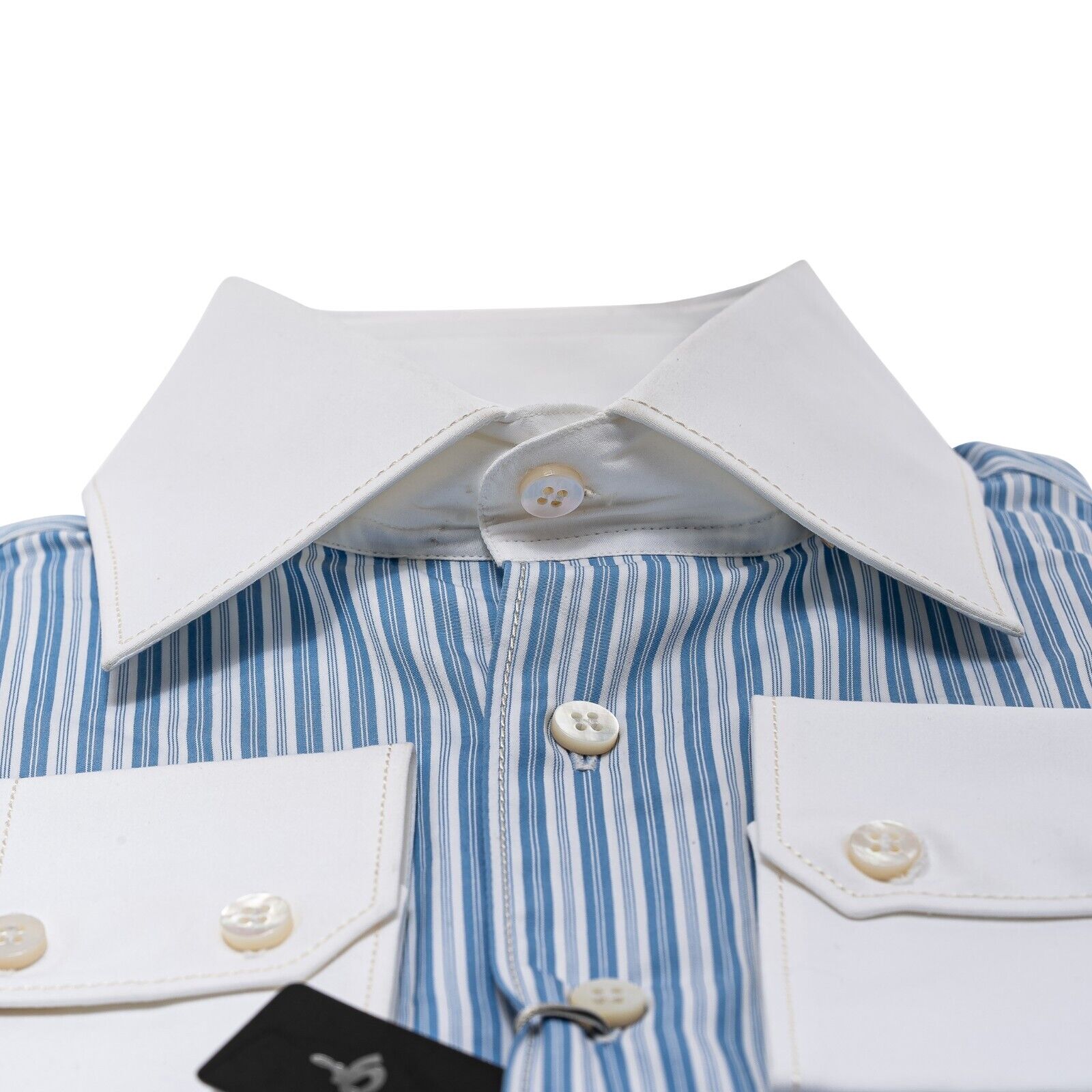 690$ LUXURY GERLIN Shirt Blue "CAPRI TELA" Cotton 16 - 41 7O BIJAN