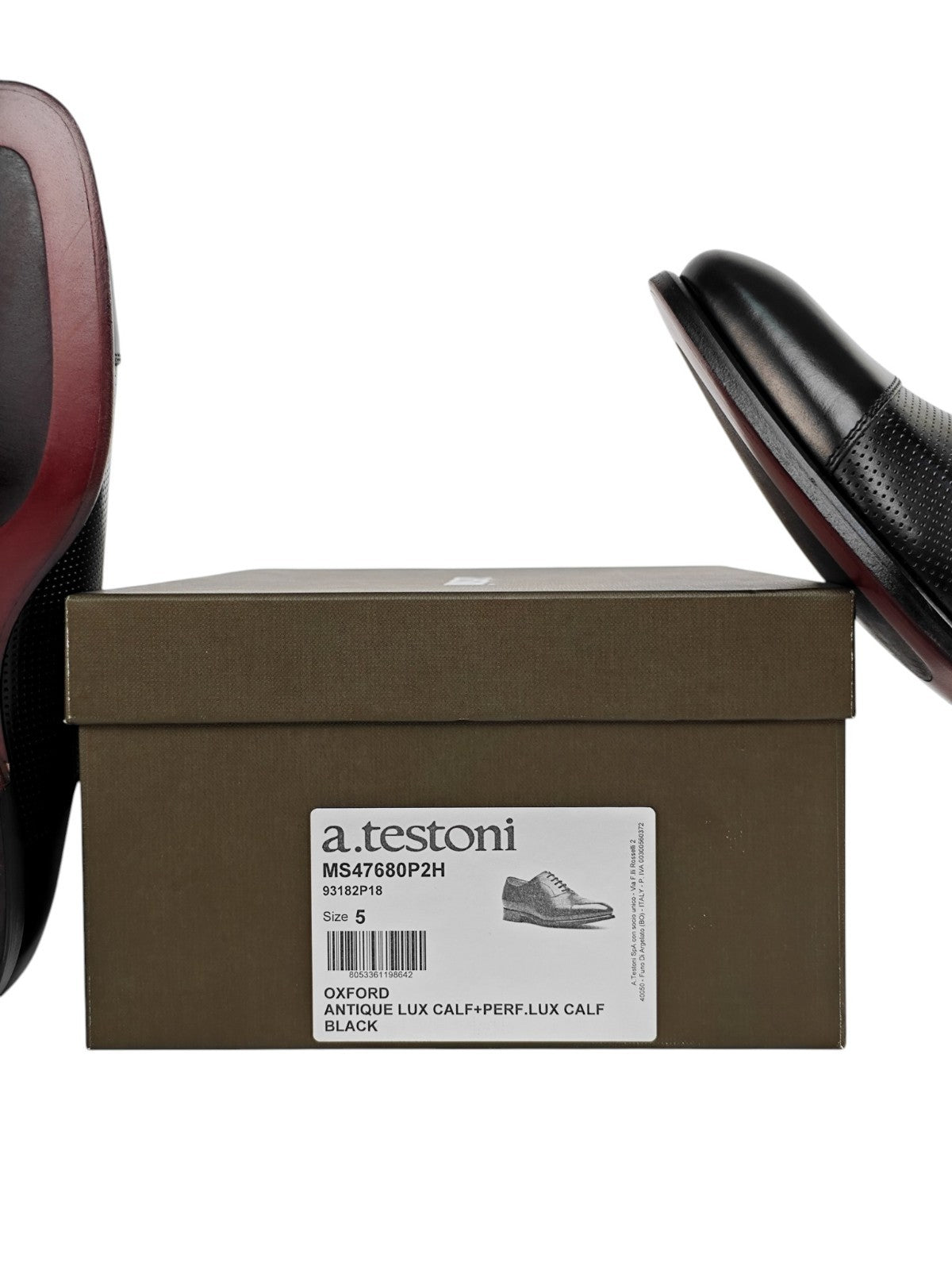 1200$ TESTONI 1929 Oxford Shoes Black Perforated Lux Calf 5 UK / 6 US / 39 IT