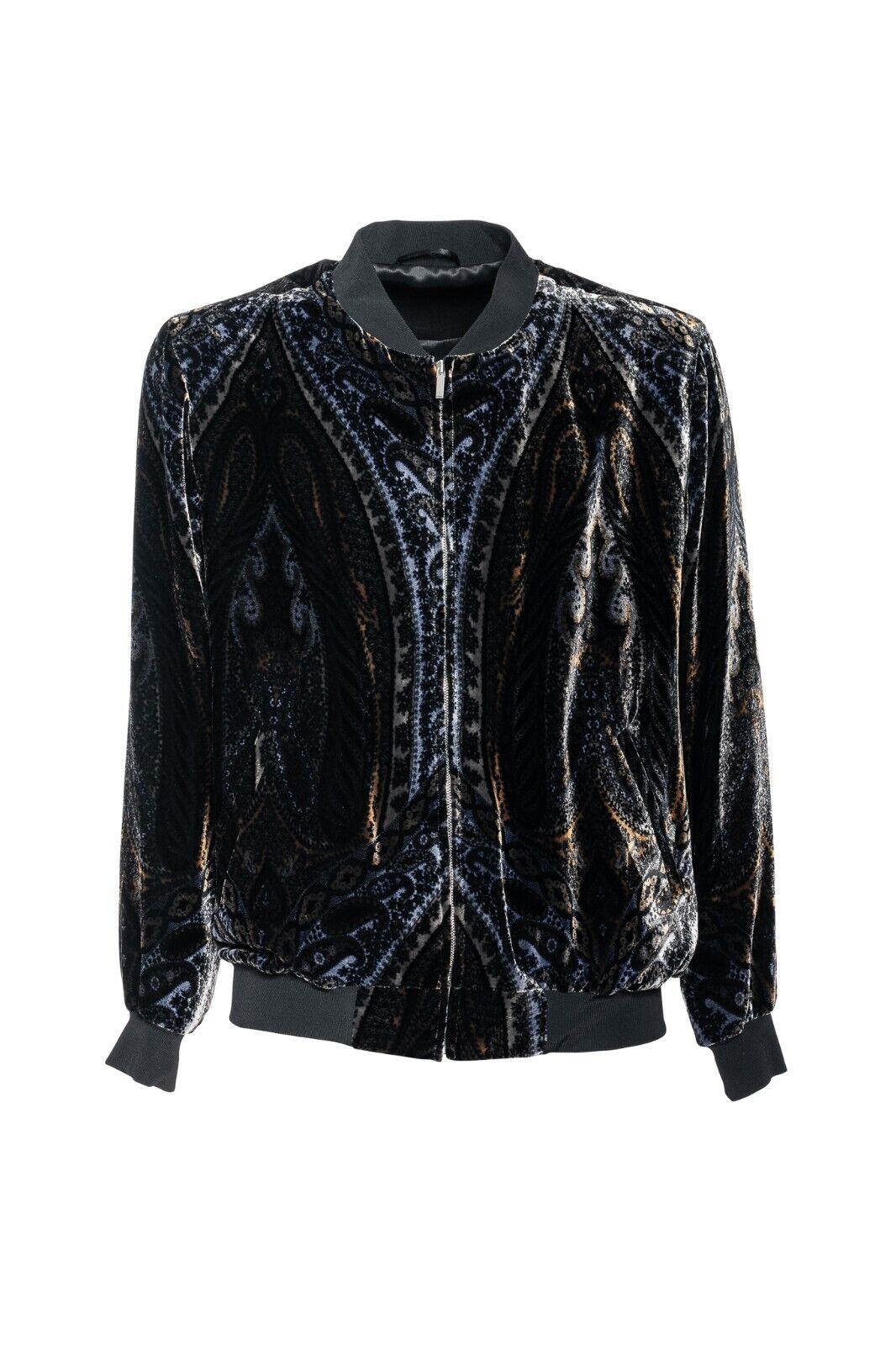 2000$ ITALO FERRETTI Bomber Jacket Silk "VELVET DAMASK" Paisley 40 US / 50 EU
