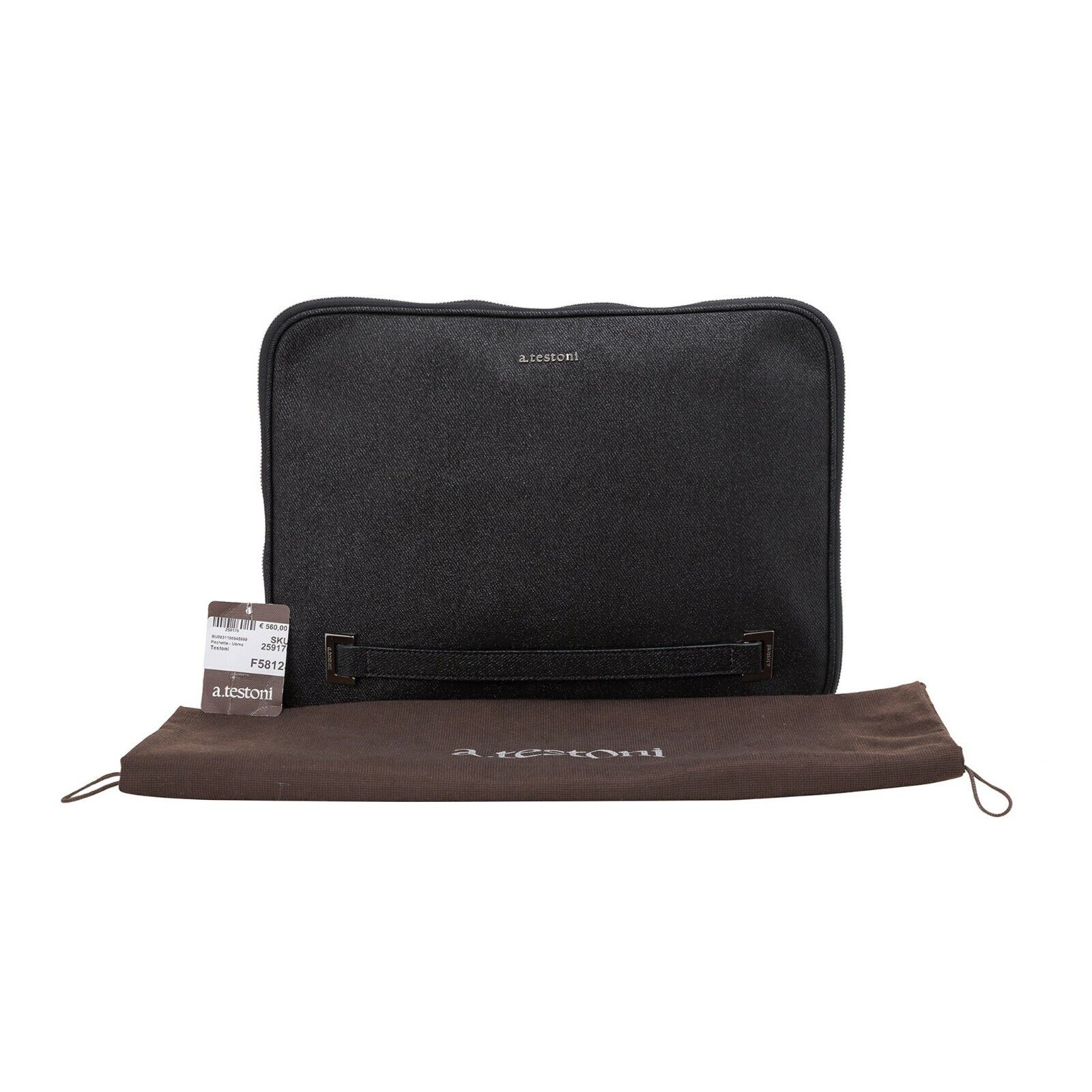 $730 Testoni Bologna Bright Denim Jeans Clutch Bag / Document Holder + PC case