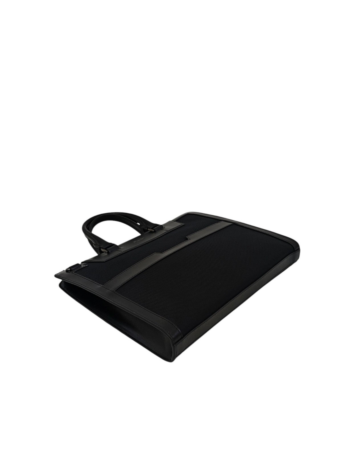 1480$ PINEIDER FIRENZE 1774 Black Nylon & Calf Slim Briefcase Bag Document Case
