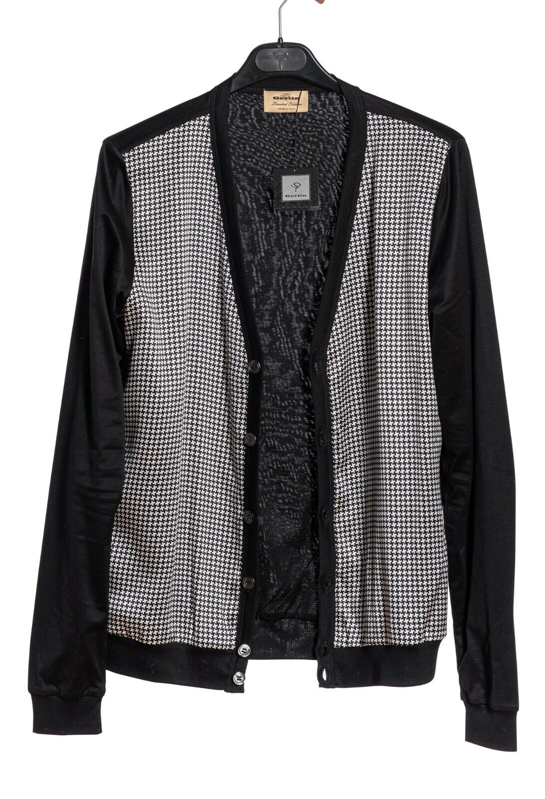 1300$ GERLIN Cardigan Jacket Black 100% Silk / Cotton Lisle Sz M BIJAN