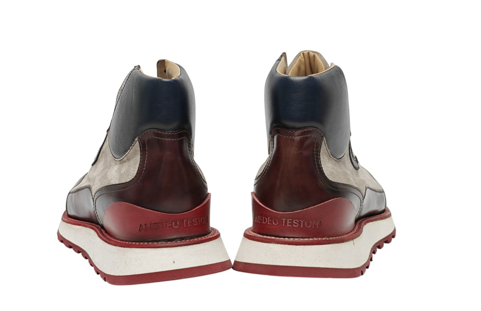 1200$ TESTONI "Piuma" Sport Mid Cut Sneaker Suede + Calf 8 UK / 9 US / 42 IT