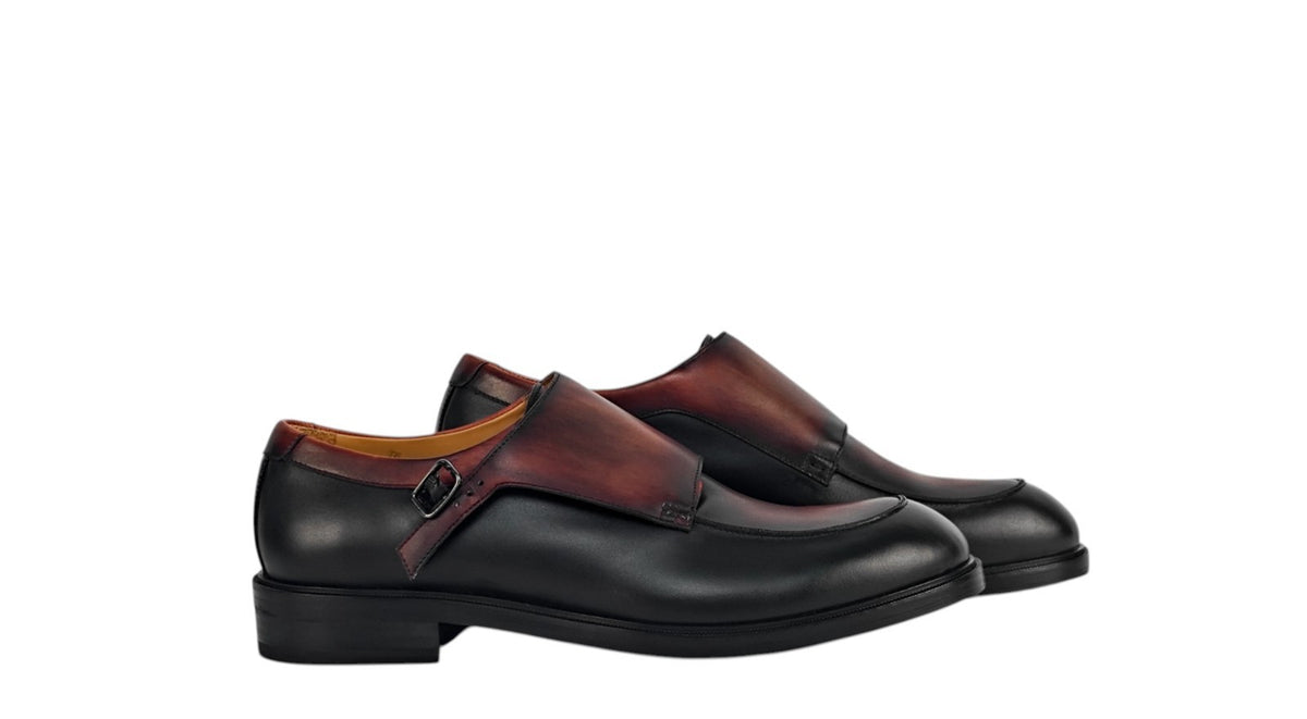 1350$ TESTONI Bolognese Goodyear Monk Shoes Black Calf 10 UK / 11 US / 44 IT