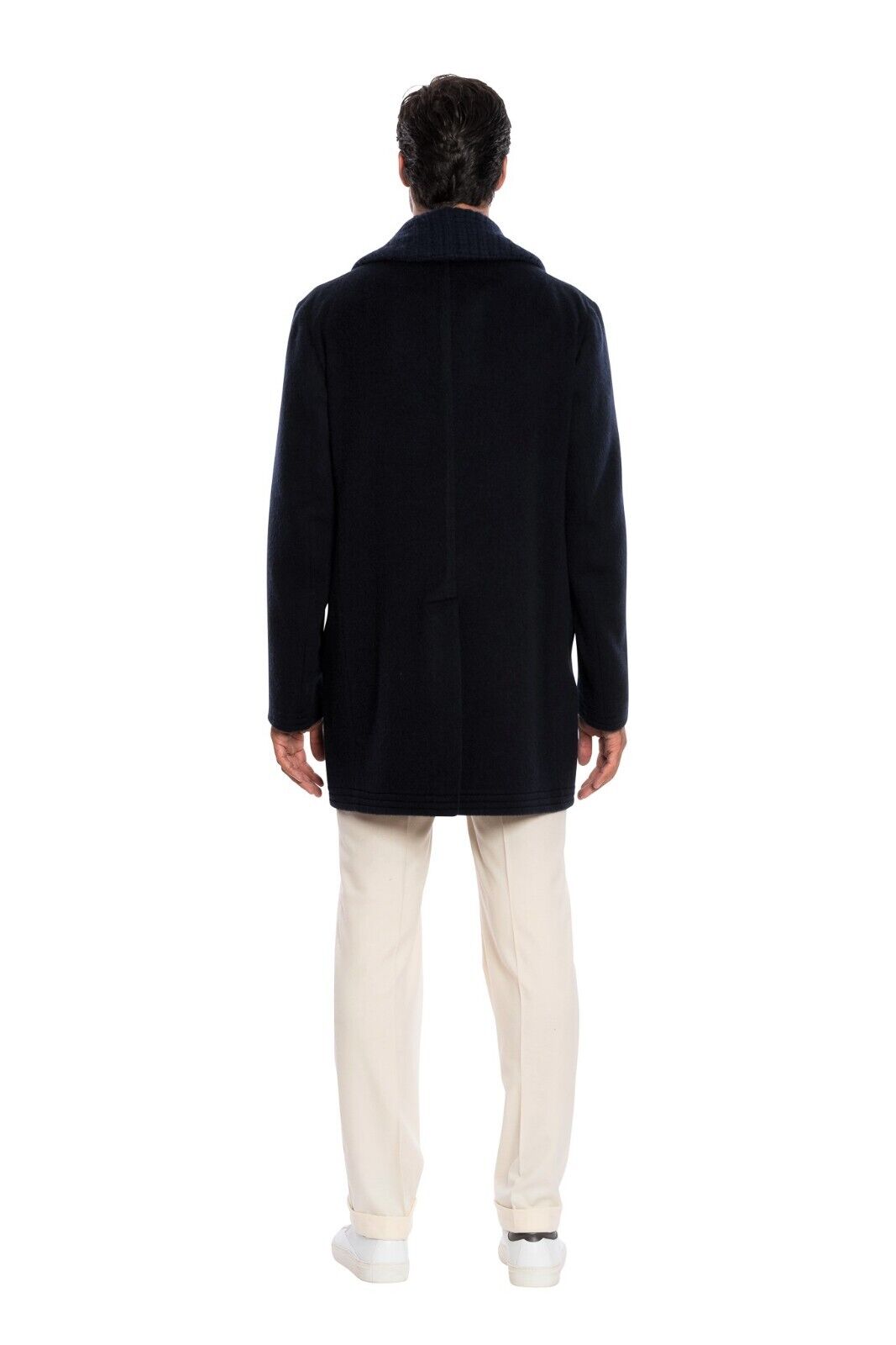 $1850 BOGLIOLI Dark Blue Double Breasted Coat Shawl Collar Wool 40 US / 50 EU