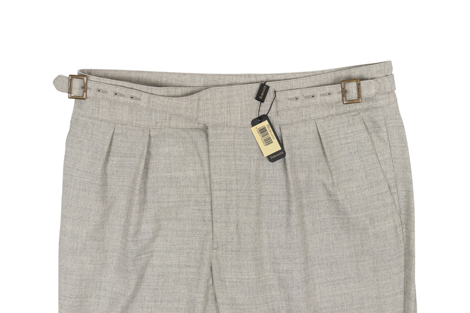 670$ RUBINACCI NAPOLI "Manny" Gray Flannel Wool High Rise Pant 34 US / 50 EU