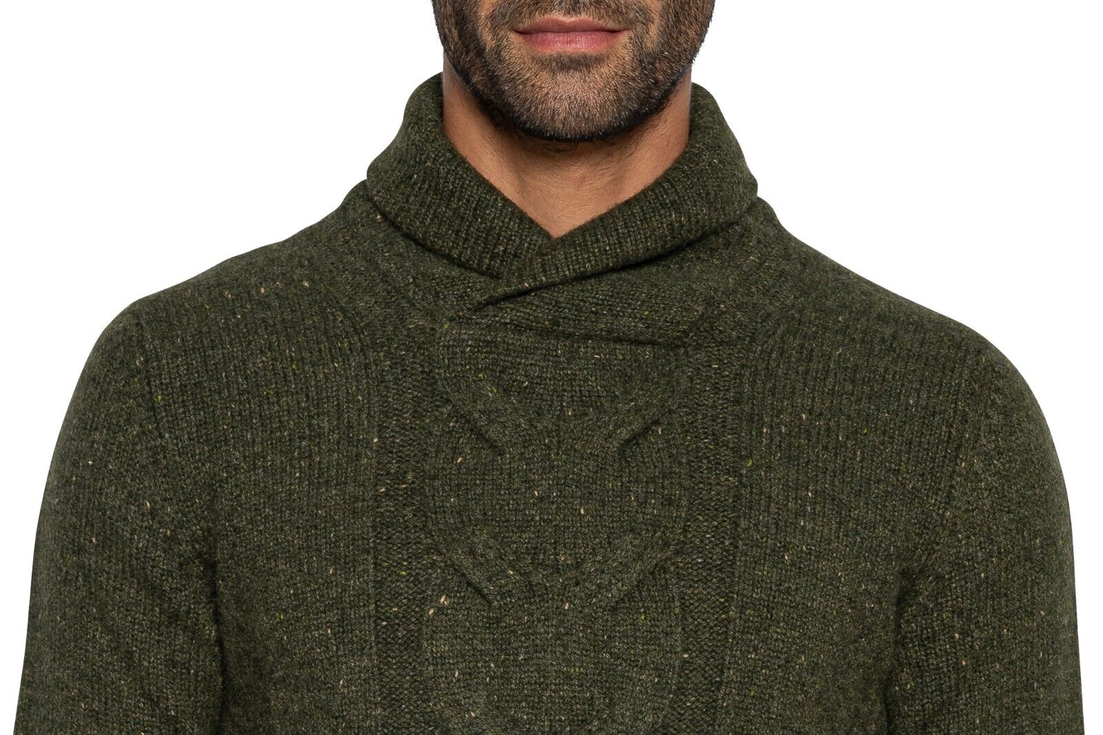 $1350 FEDELI CASHMERE Green Sweater Thick 100% Cashmere Shawl Collar 36 US 46 EU