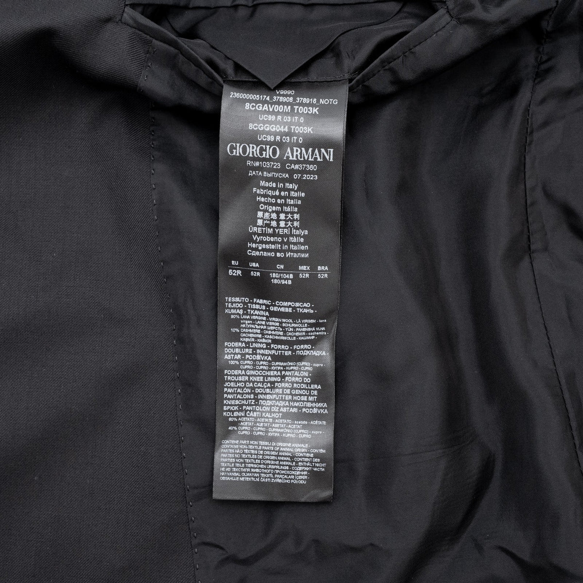 2550$ GIORGIO ARMANI SOHO Jacket Sport Coat Wool Cashmere Black 42 US / 52 IT
