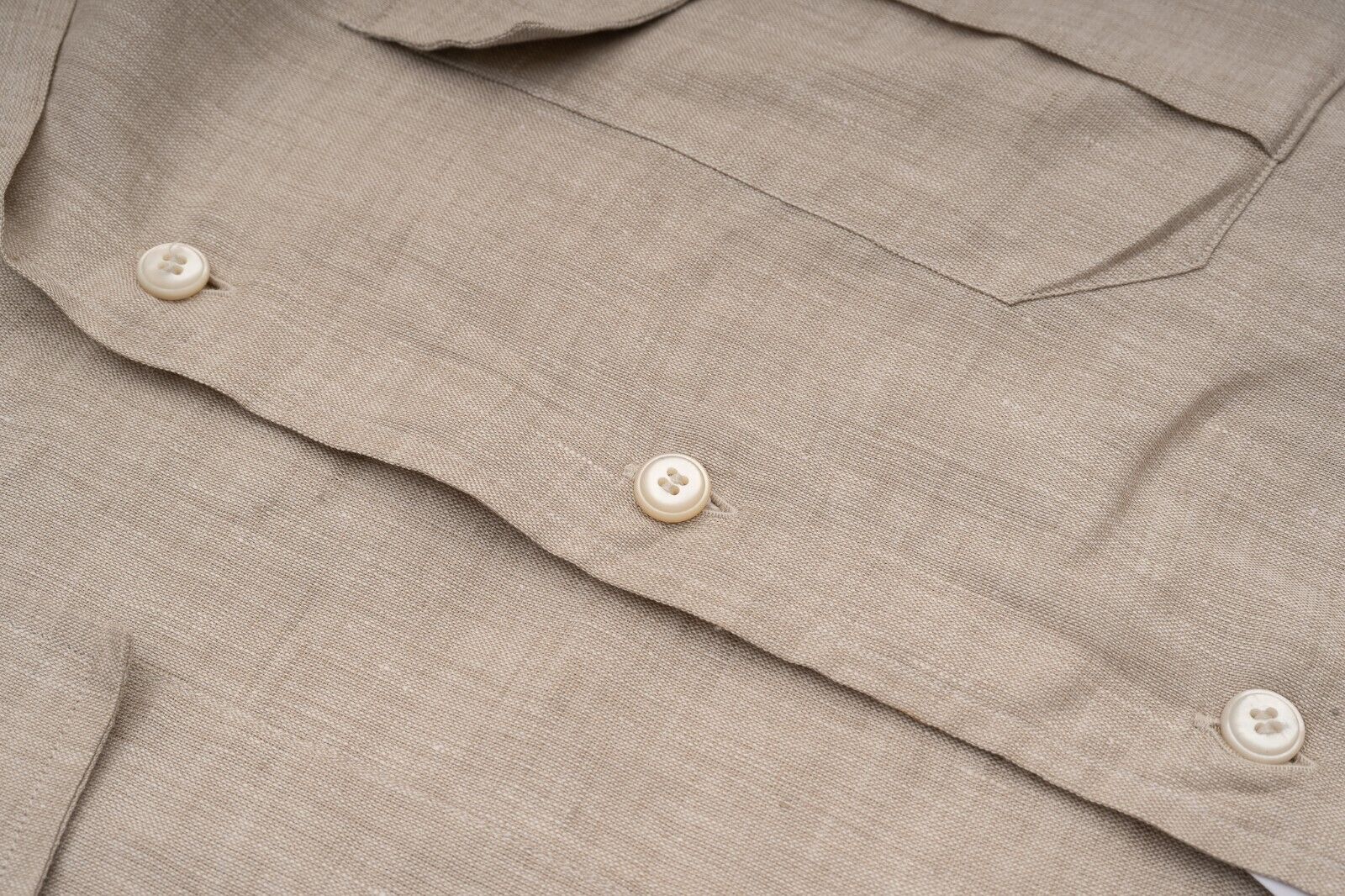 1400$ LUXURY MAROL BOLOGNA Safari Shirt Beige 100% Irish Linen 15.75 - 40