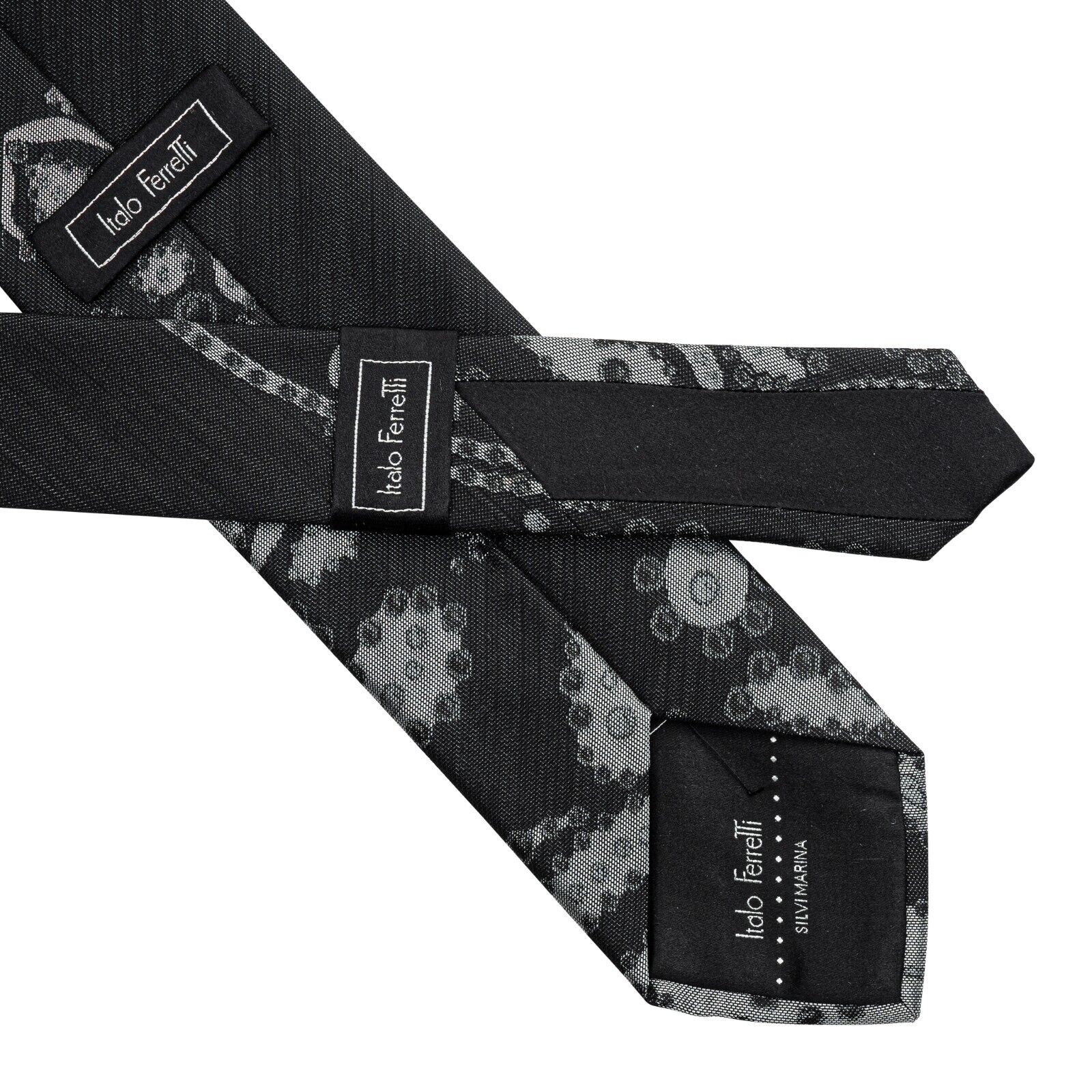 $290 ITALO FERRETTI Tie "TENTACLES" Gray / Black 100% Silk Handmade in Italy