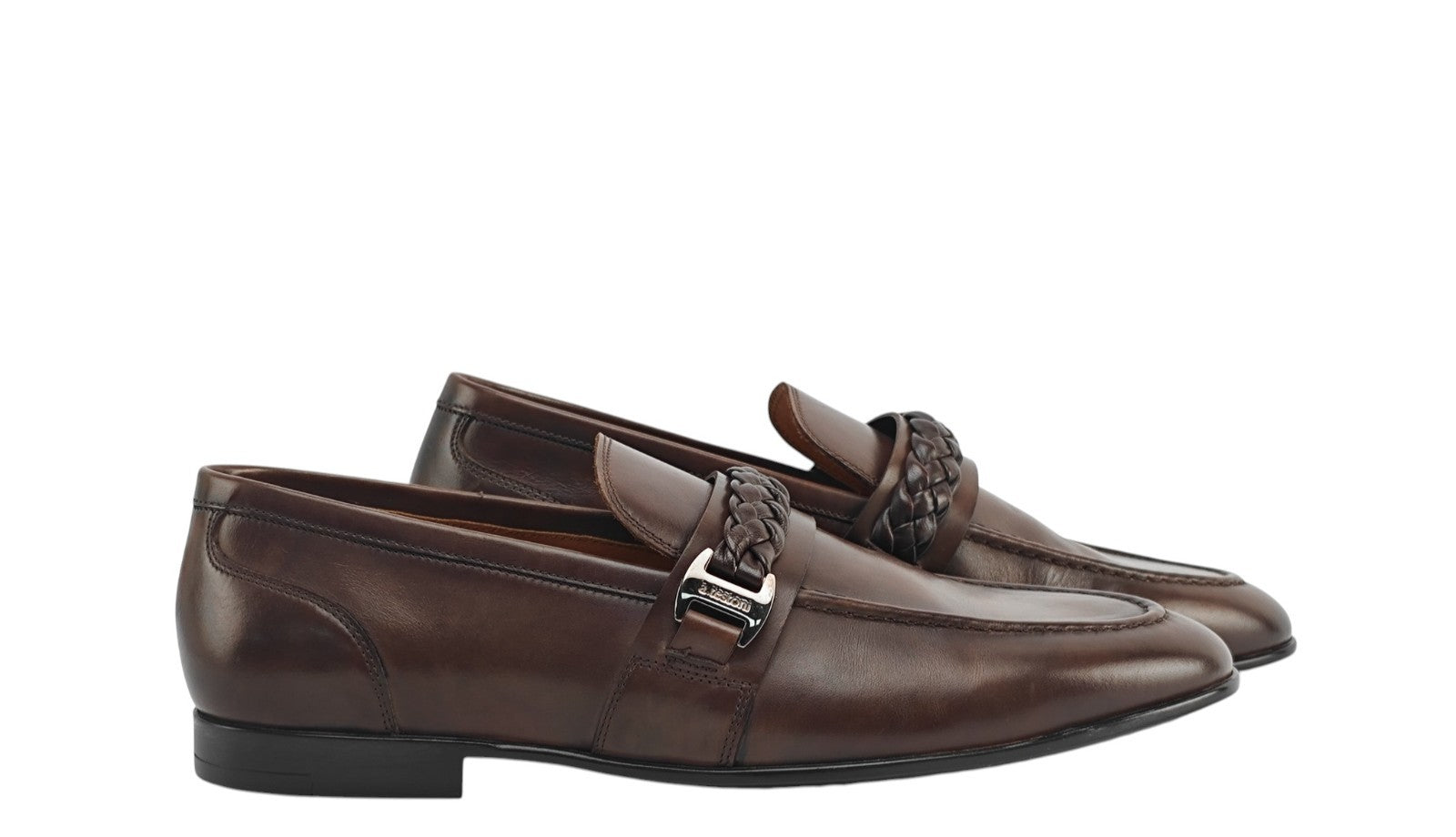 1200$ TESTONI Loafer Shoes Burnished Calf Cigar Brown 8 UK / 9 US / 42 IT
