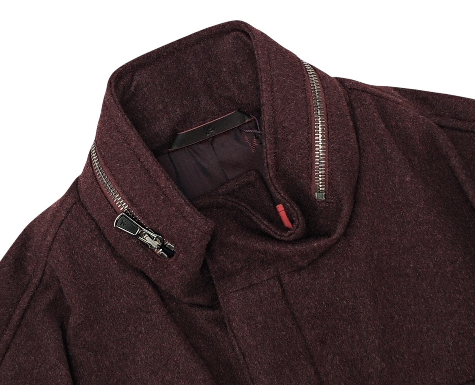 6200$ ISAIA NAPOLI Burgundy Coulisse Zip Field Jacket 100% Cashmere