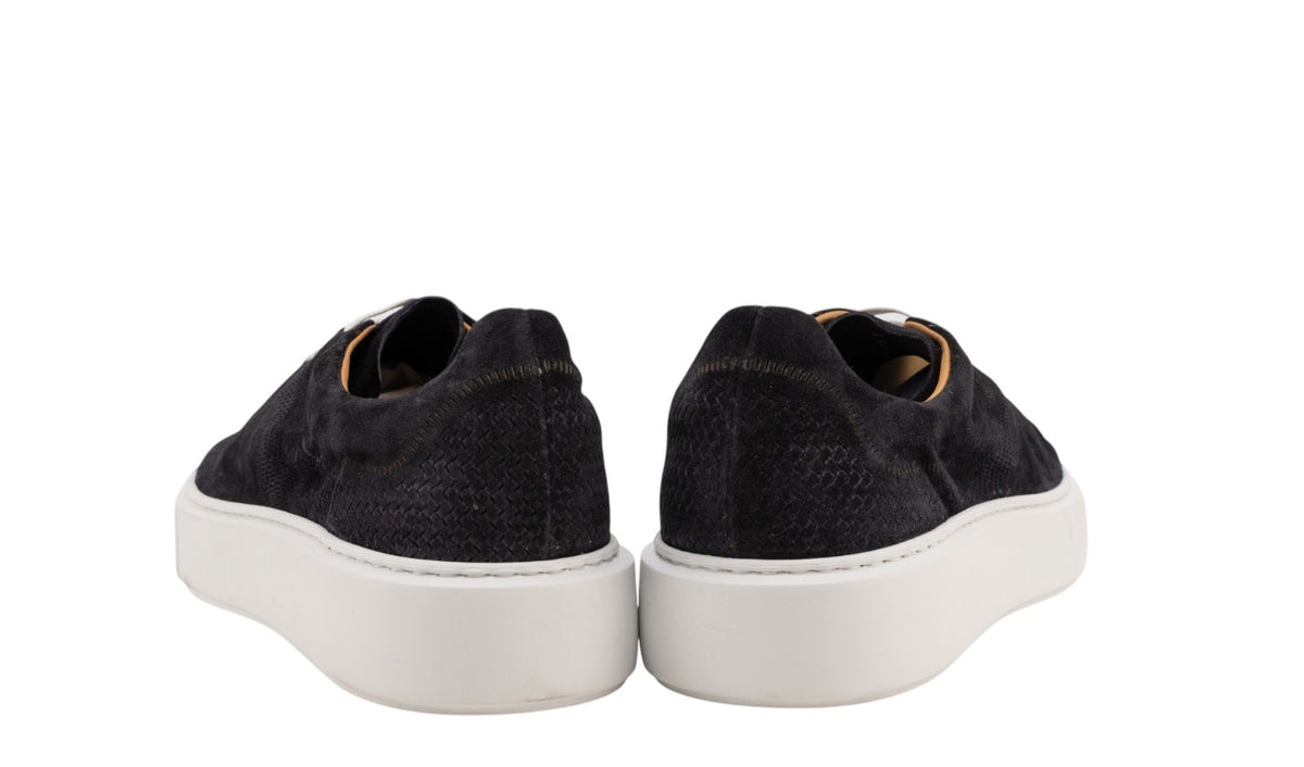 850$ TESTONI "Sassari" Sneaker Shoes Unlined Suede Navy 8 UK / 9 US / 42 IT