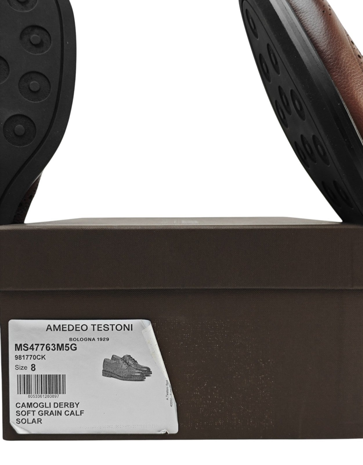 1200$ TESTONI "Camogli" Brown Derby Shoes Soft Grain Calf 8 UK / 9 US / 42 IT
