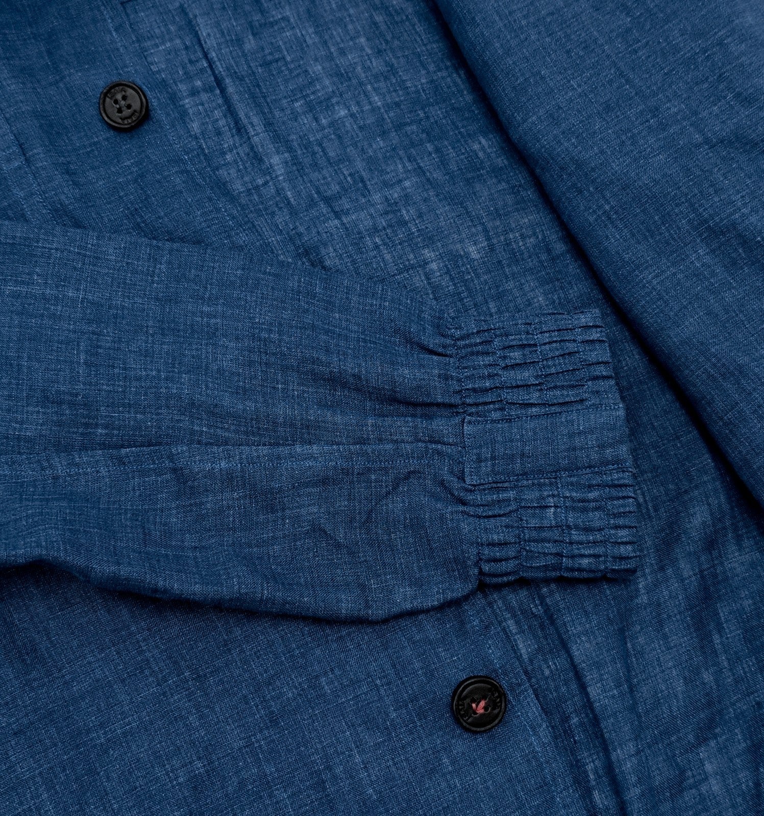 $1450 ISAIA NAPOLI Blue Hand-Sewn Jacket Shirt 100% Linen 36 US / 46 EU
