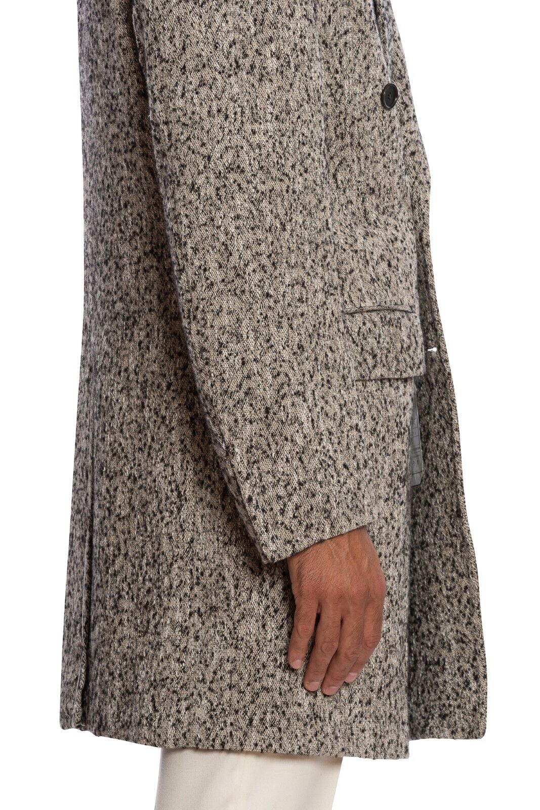$3400 LUIGI BORRELLI NAPOLI Hand-Sewn Beige Coat Double Breasted Wool Blend