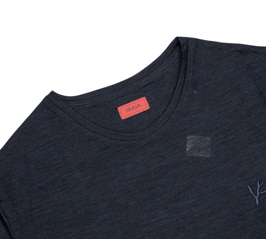 1075$ ISAIA NAPOLI Dark Blue Handmade Sweater T-Shirt Fine Wool Size L