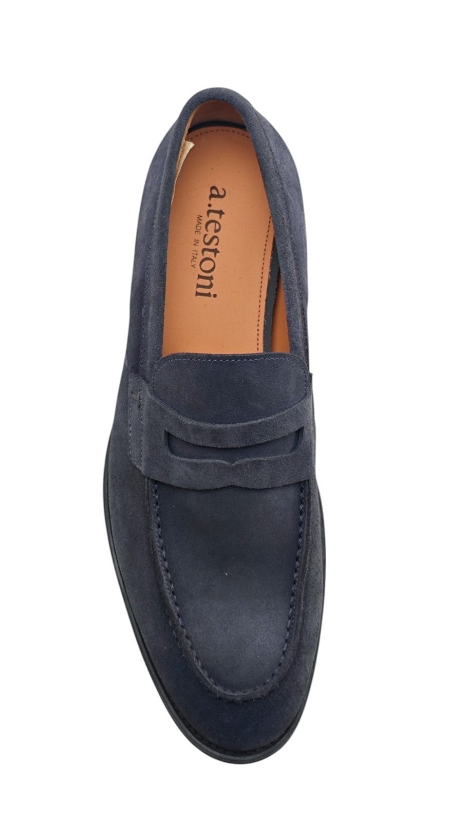 1300$ TESTONI Penny Loafer Casual Suede Calf Blue Indigo 8 UK / 9 US / 42 IT