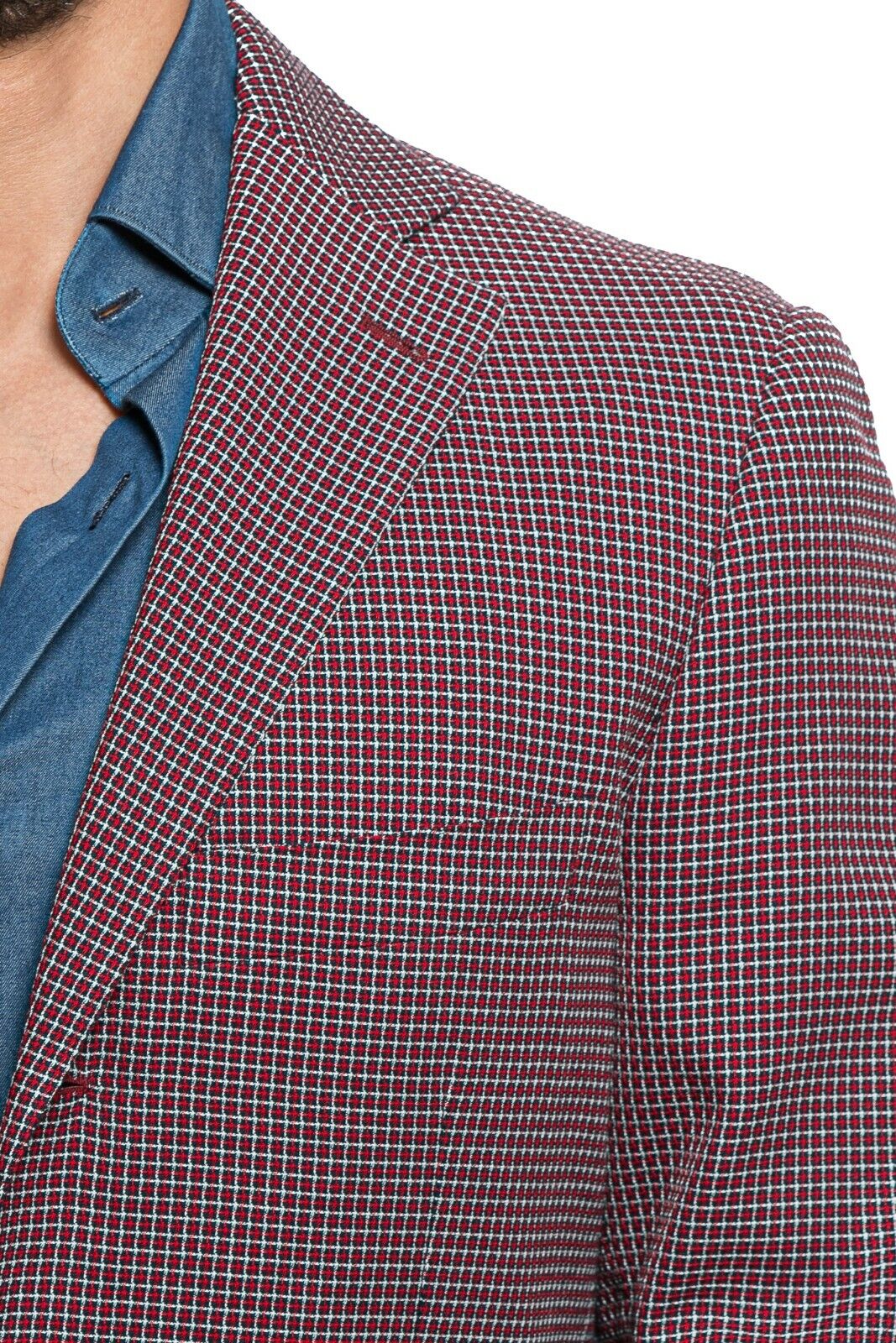 $2650 Belvest Red & Blue Suit Check Heavy Cotton 40 US / 50 EU 8R JACKETINTHEBOX