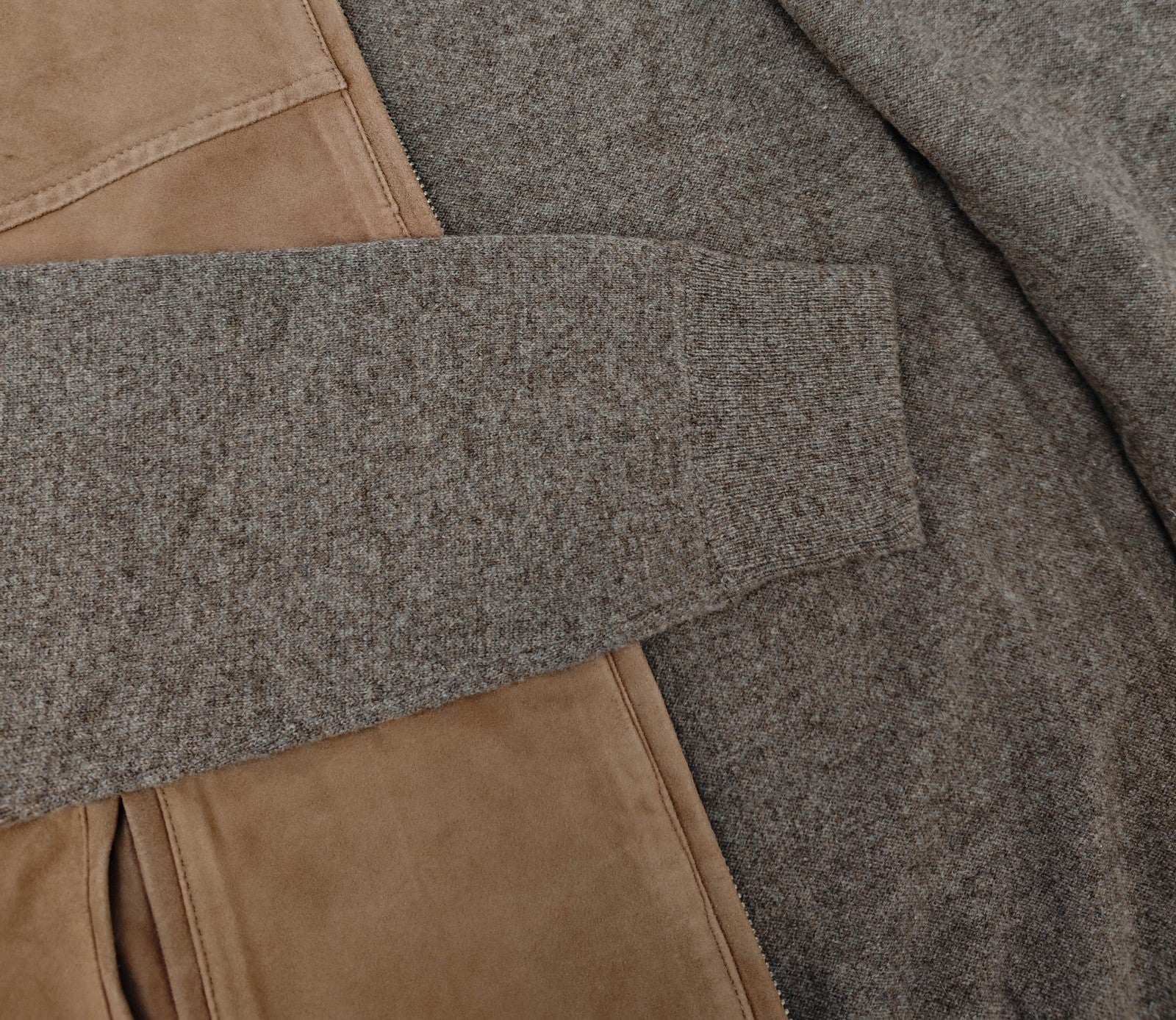 2800$ DELLA CIANA CASHMERE Brown Bomber Zip Jacket Suede Leather - Cashmere