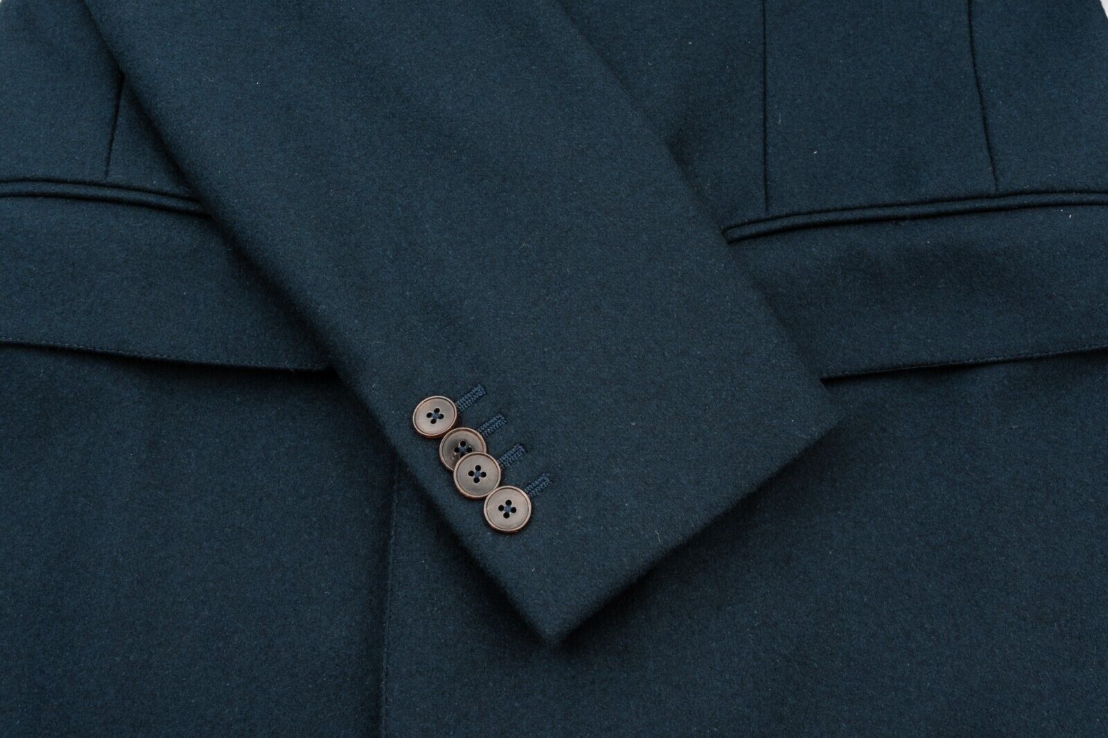 $1400 EIDOS by ISAIA NAPOLI Blue Navy Overcoat Coat Wool / Cashmere 38 US 48 EU