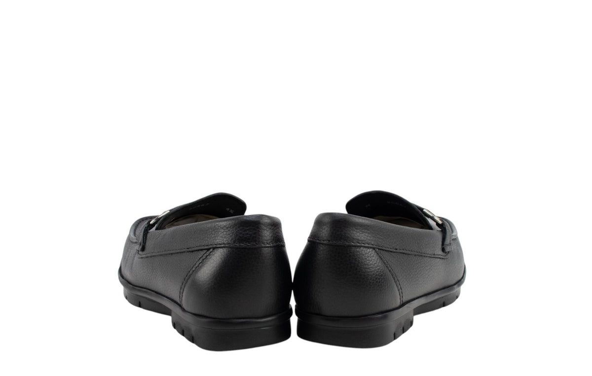 900$ TESTONI Mocs Black Grained Calf Black + Metal 4.5 UK / 5.5 US / 38.5 IT
