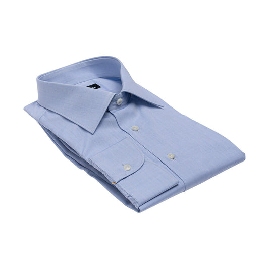 690$ ITALIAN LUXURY GERLIN Shirt Light Blue Fine Cotton 1AS ZILLI