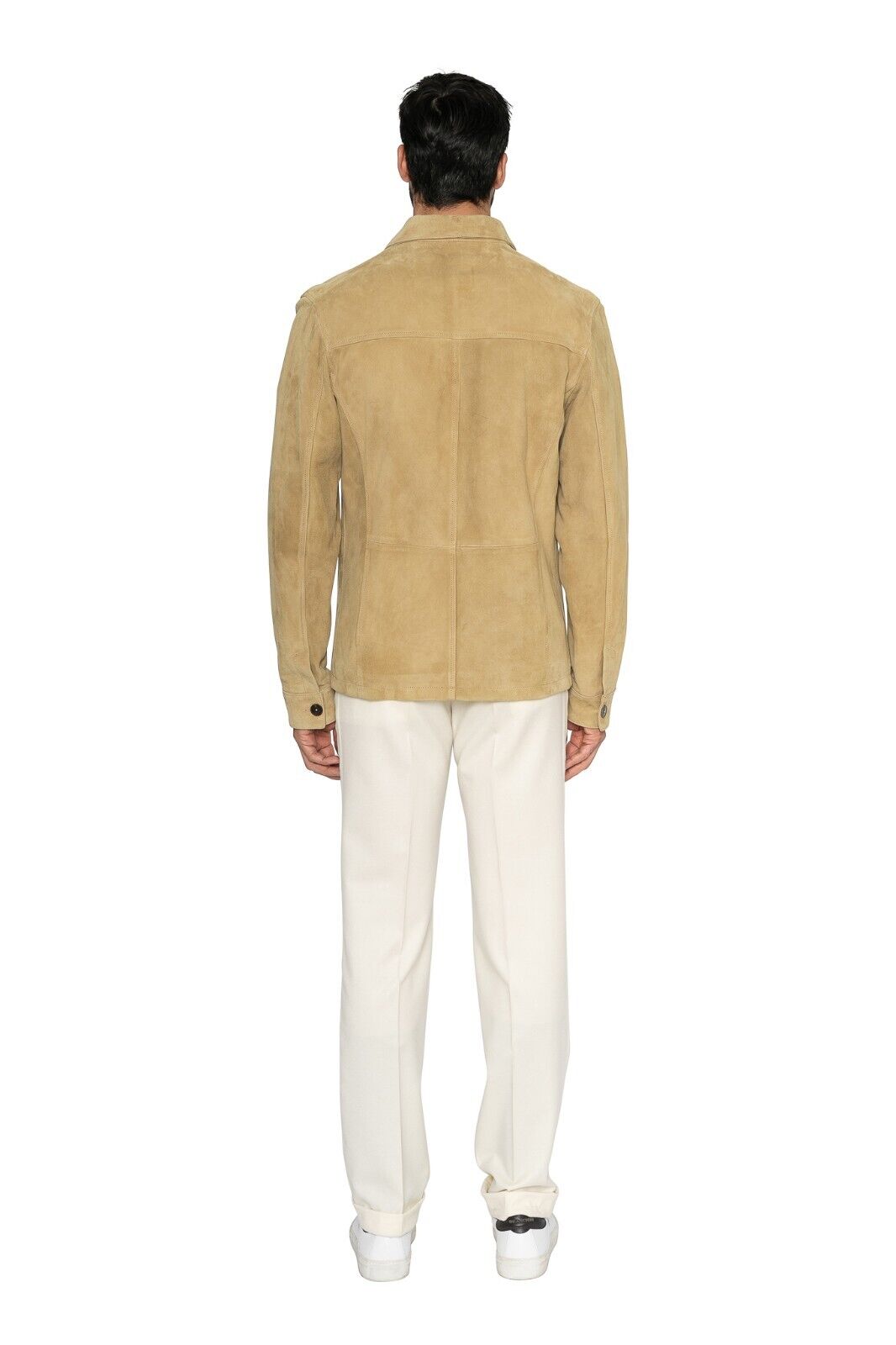 $1900 EIDOS by ISAIA NAPOLI Beige Jacket Blouson Suede Leather 38 US 48 EU Slim