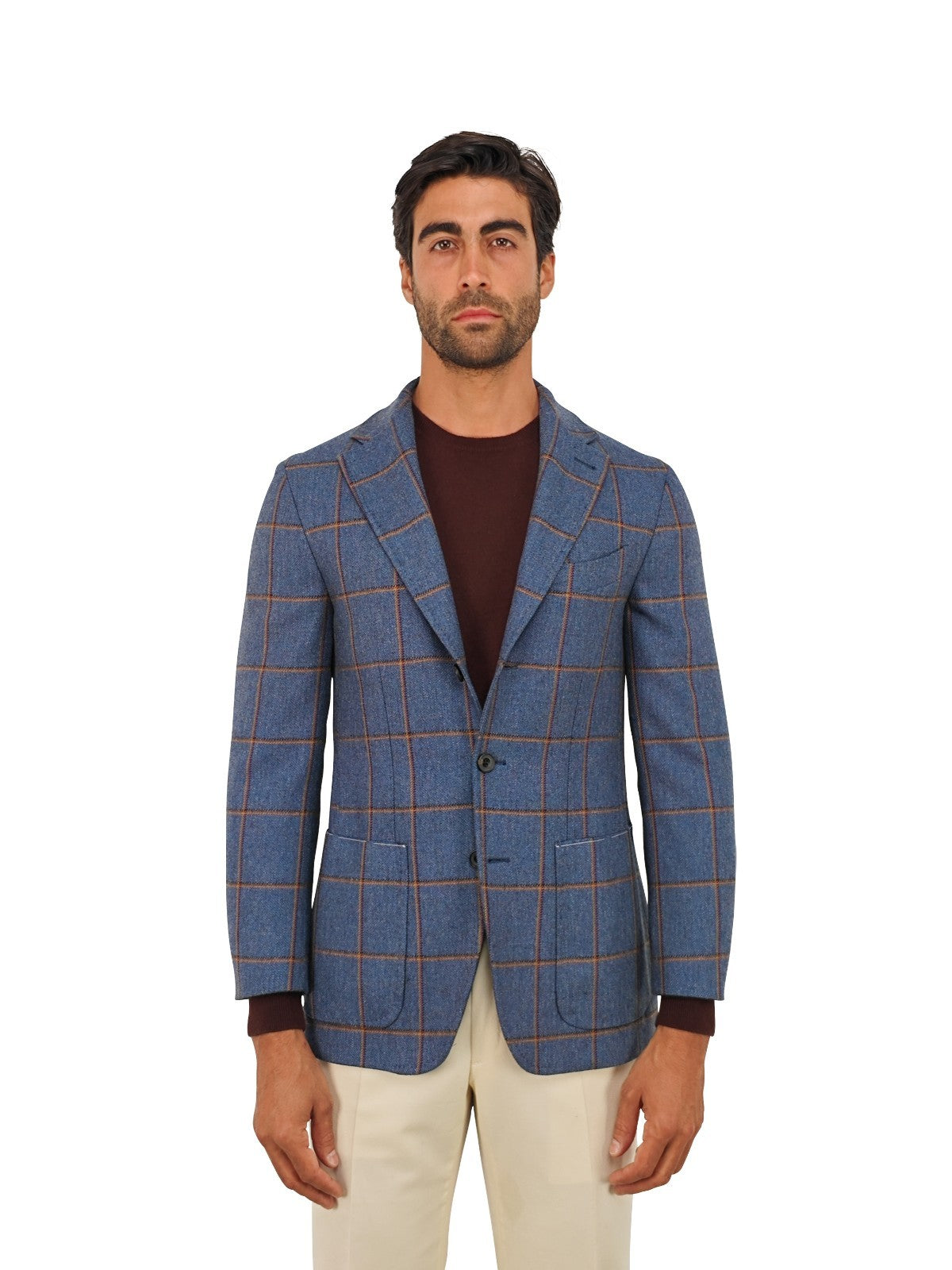 $1650 RUBINACCI NAPOLI Blue Checks Jacket Sport Coat Wool 36 US / 46 EU
