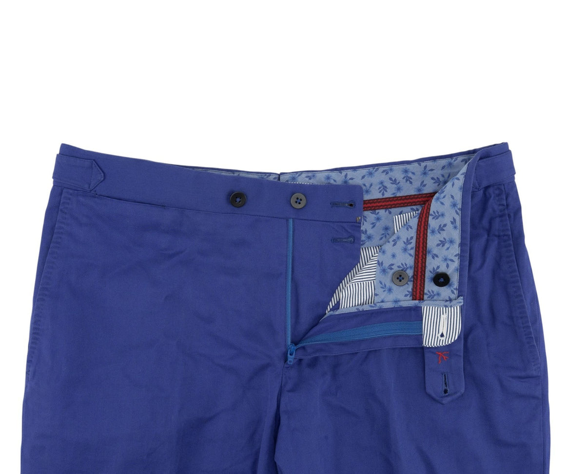720$ ISAIA NAPOLI Cobalt Blue Chino Pant Mako Cotton Slim 34 US/50 EU